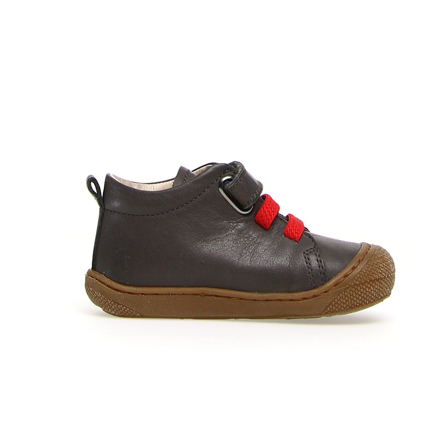 Naturino Pichai Nappa Spazz Sneakers for Girls & Boys - Anthracite/Red - Comfortable Kids' Shoes for School, Play & Everyday Wear
