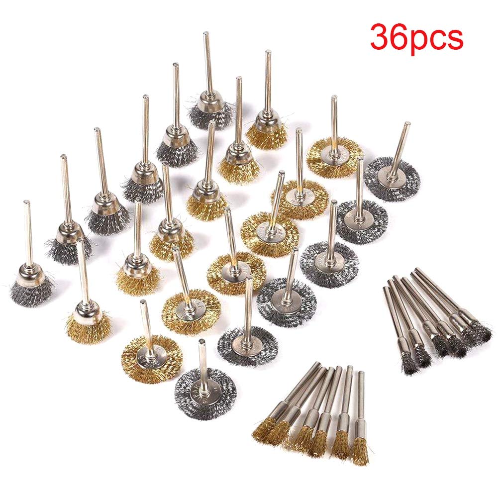 36-Piece Stainless Steel Polishing Drill Wheel Set - Rotary Buffing Grinder, Wire Brush & Derusting Tools for Metal, Wood & DIY Projects (Non-Slip, Welding Compatible) - Perfect for Automotive Repair, Jewelry Making & Home Improvement
