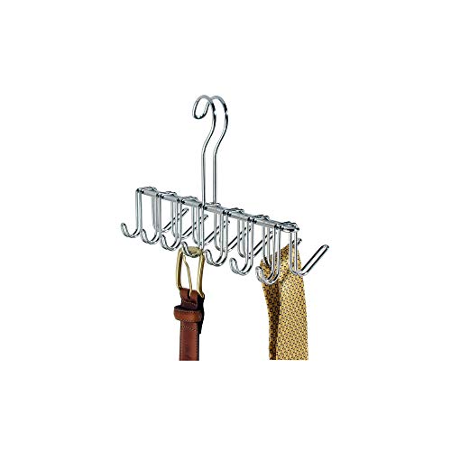 iDesign Classico Metal Tie & Scarf Hanger - Horizontal Closet Organizer for Belts, Ties, Shawls, Pashminas & Accessories - Space Saving Wardrobe Storage Solution for Men & Women - Perfect for Bedroom, Closet or Dressing Room Organization
