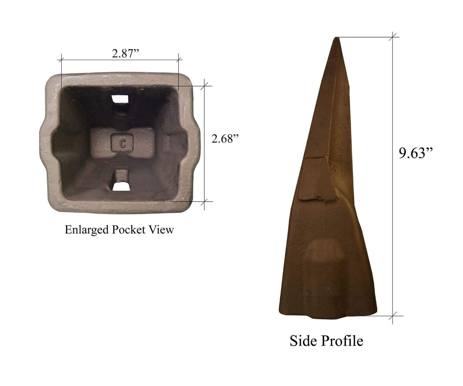 5 Hensley Style Parabolic Twin Tiger Rock Teeth with Flex Pins - 290 Series X290WT for Excavator Bucket and Heavy-Duty Digging Applications