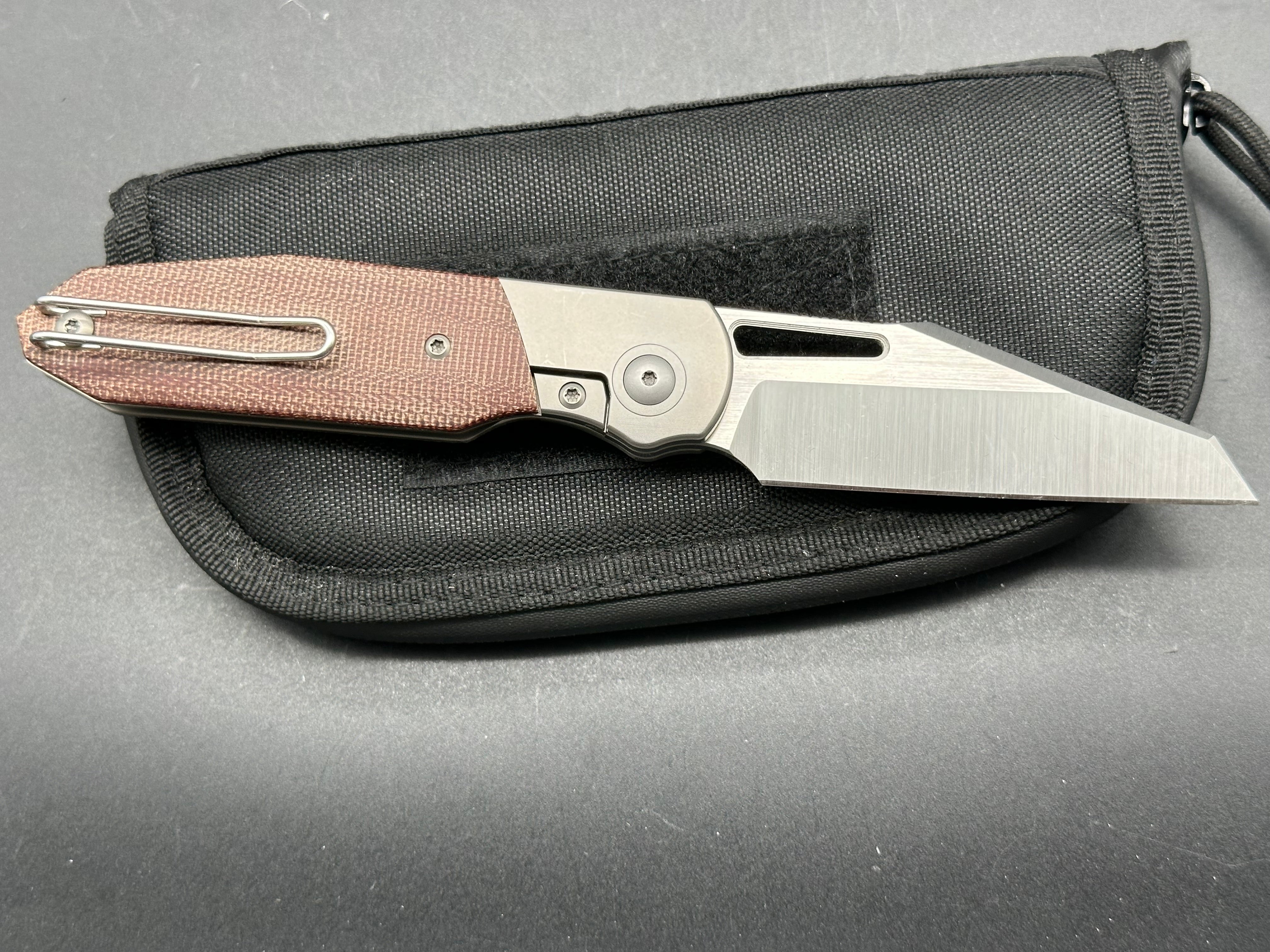 Renegade Provisions G.O.M. Frame Lock Knife - Titanium & Brown Micarta Handle - EDC Pocket Knife for Outdoor, Camping, and Everyday Carry