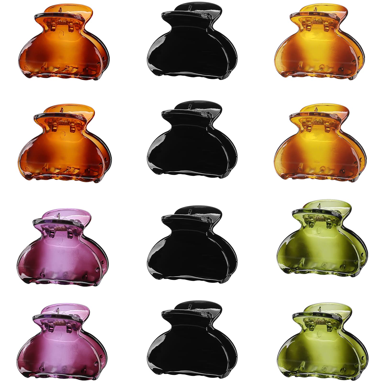 12 Pack Small Hair Clips for Women - 1.5 Inch Cute Acrylic Jaw Clips, No Slip Hair Claws for Thin Fine Short Hair, Banana Clips for Girls & Kids (Style A) - Perfect for School, Work & Daily Hairstyles