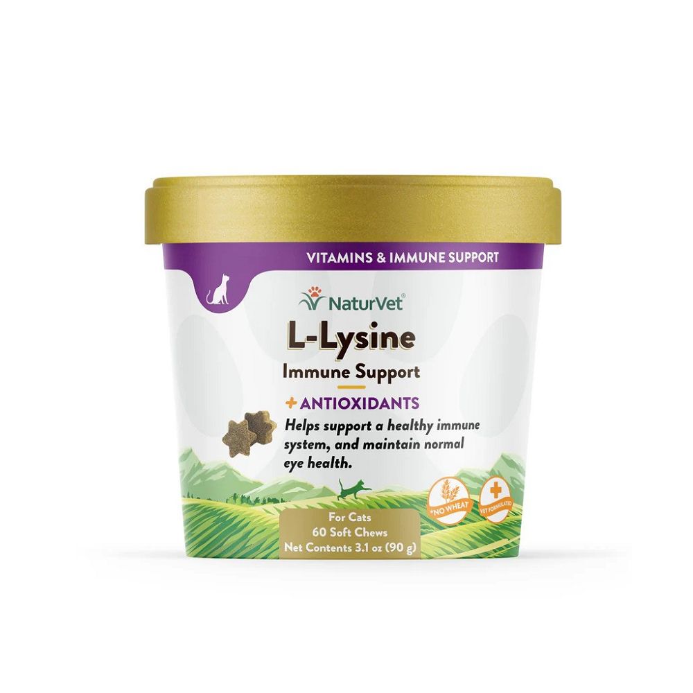 L-Lysine Plus Antioxidants Cat Soft Chews for Immune Support & Respiratory Health - Tasty Treats for Cats with Feline Herpes & Upper Respiratory Issues