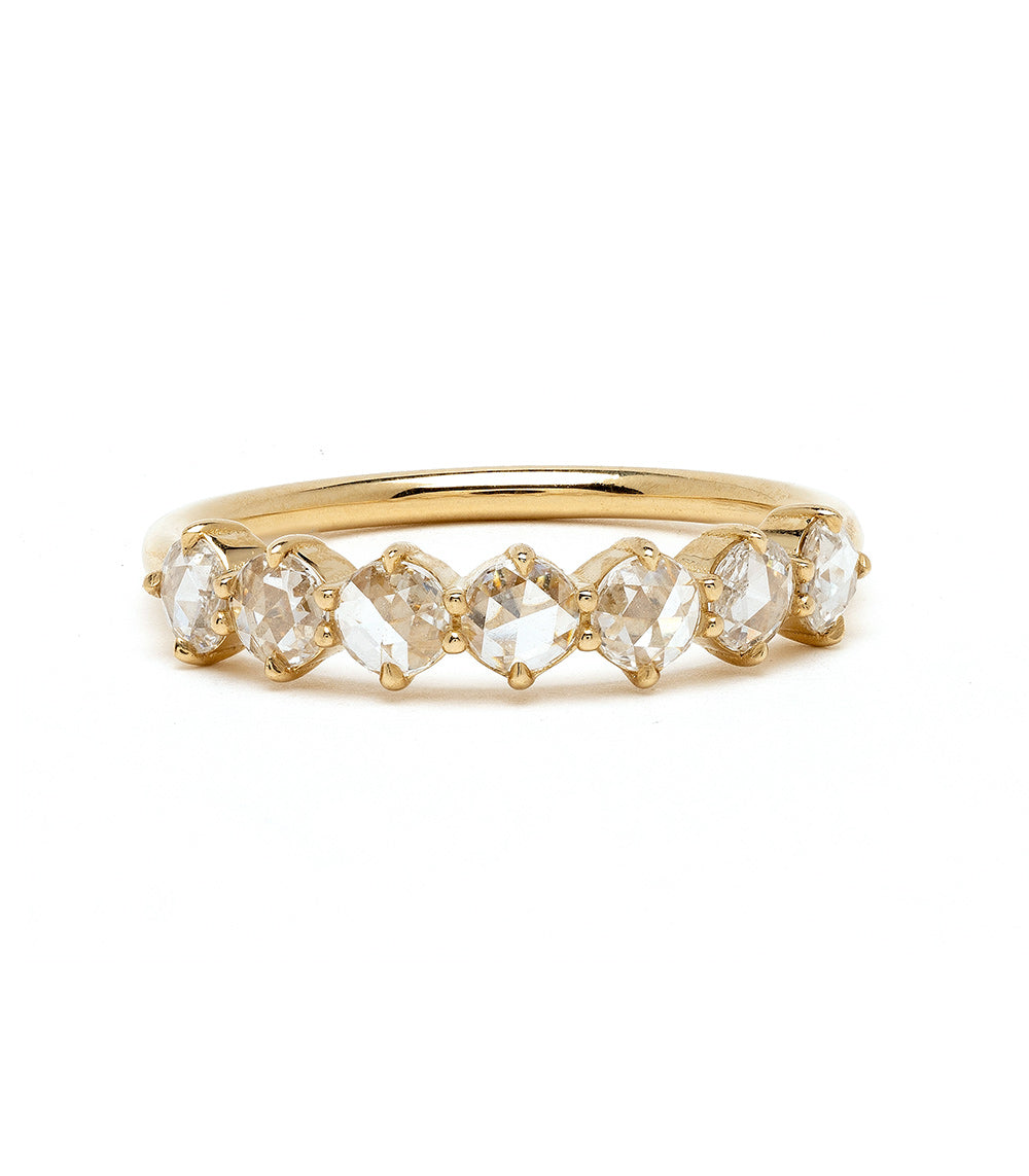 Claudette 7 Stone Diamond Ring for Women - Elegant Stackable Wedding Band, Anniversary & Engagement Jewelry Gift - Perfect for Everyday Wear & Special Occasions