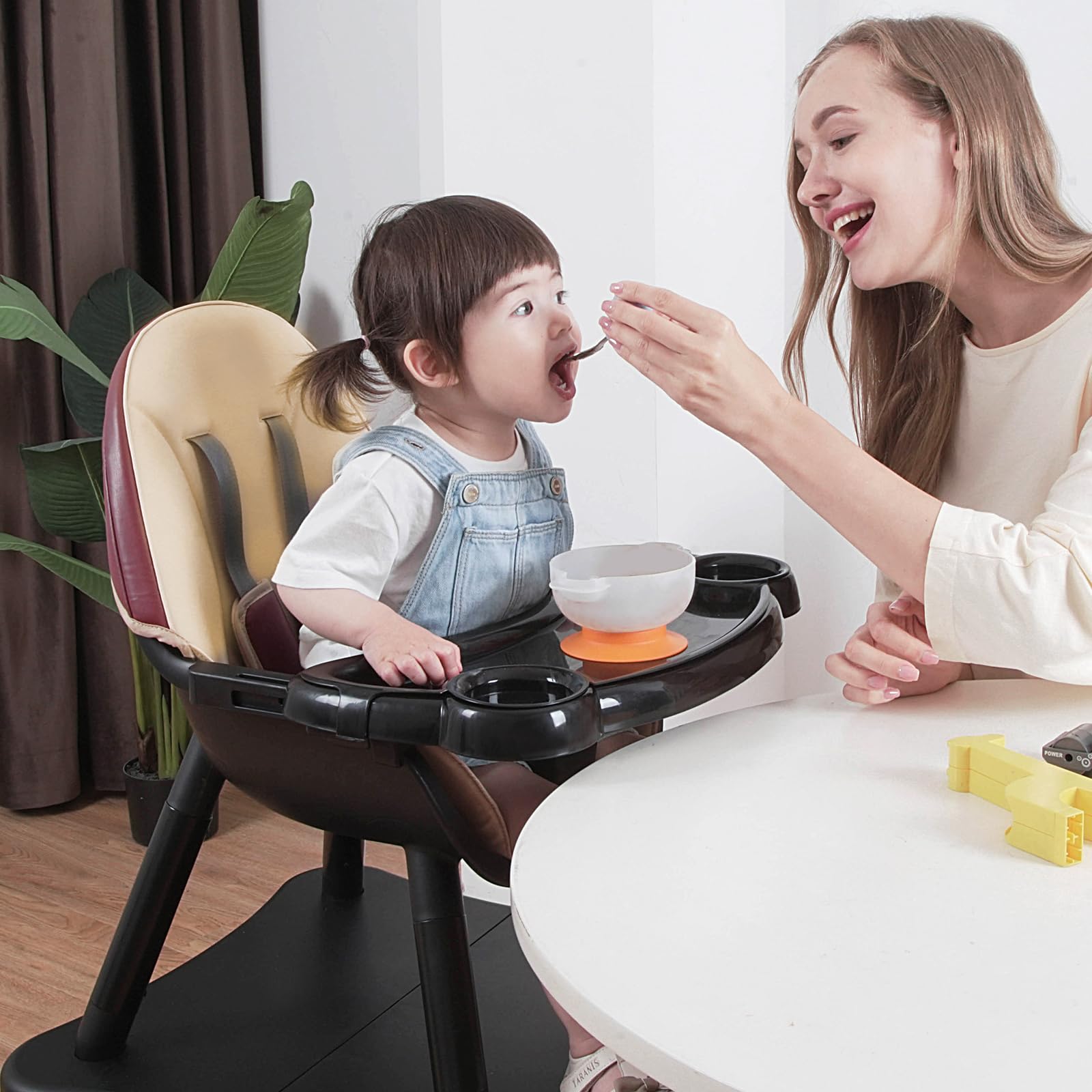 Gofirst 6-in-1 Convertible Baby High Chair with 5-Point Harness - Toddler Booster Seat, Feeding Chair & Table Set - Adjustable 4-Position Removable Tray & PU Cushion - Perfect for Dining, Weaning & Playtime