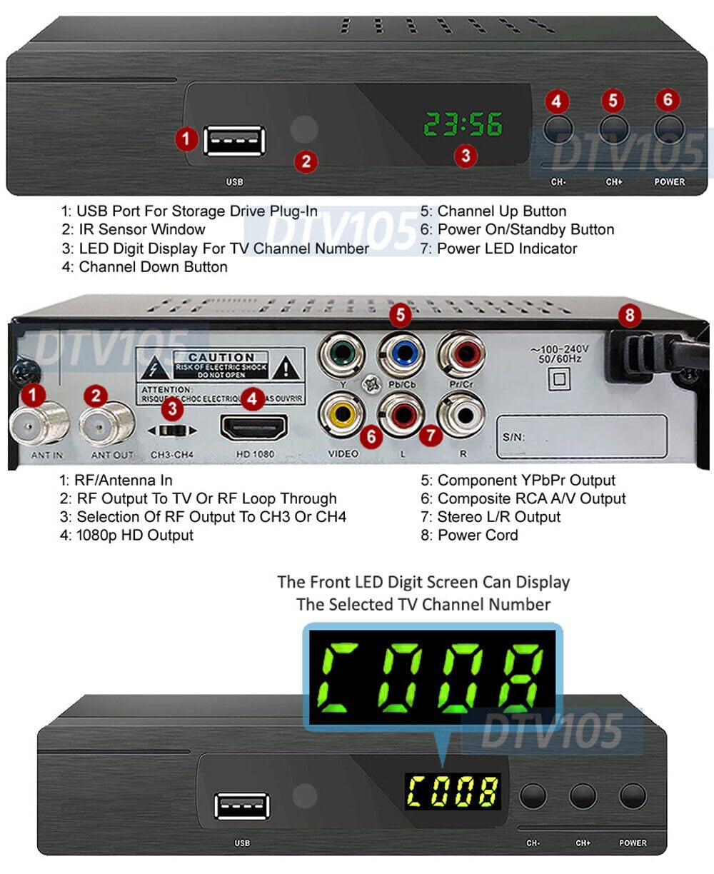 Best Digital ATSC TV Converter Box for Over-The-Air Antenna Channels - HD DVR with Timer Recording & Time Shifting Function - Perfect for Cord-Cutters, RV Travel, and Home Entertainment Systems