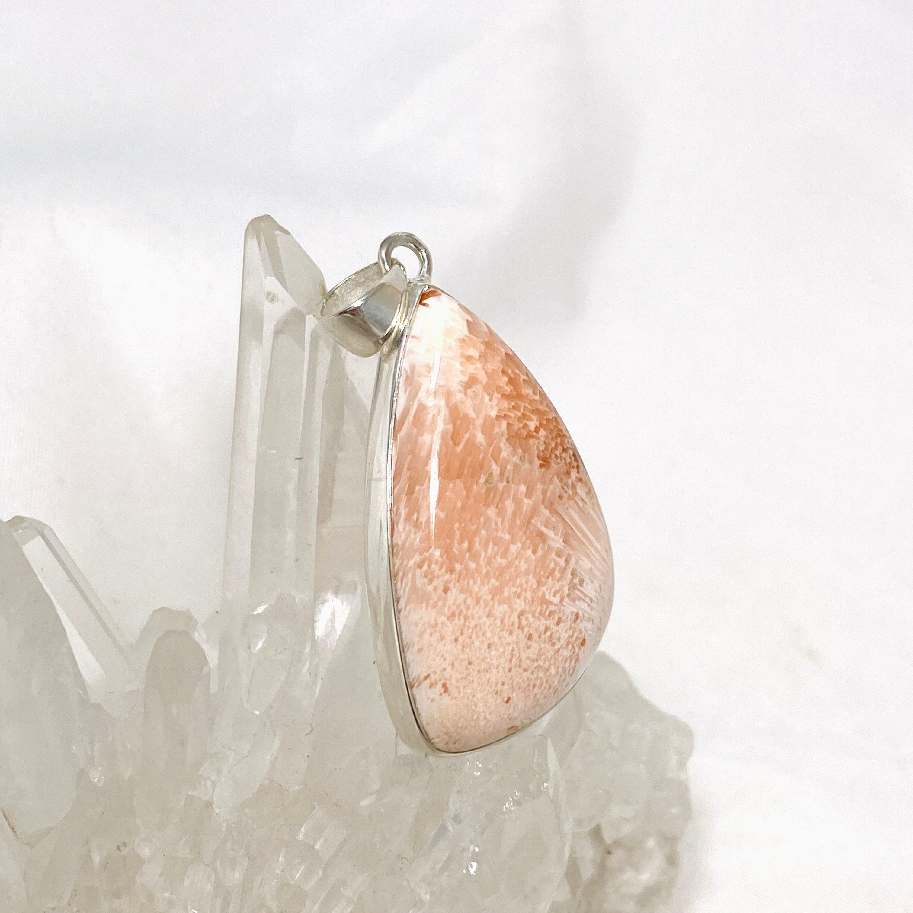 Natural Peach Scolecite Freeform Pendant Necklace - Healing Crystal Jewelry for Meditation, Energy Balancing & Spiritual Growth - KPGJ4526