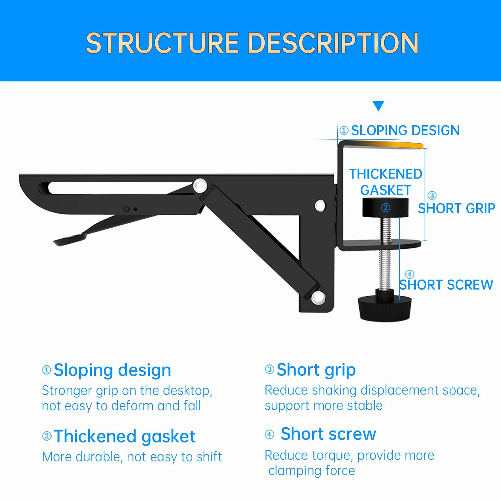 DIY Wooden Desk Extender Clamp - Punch-Free Clamp-On Design for Custom Workspace (2 Pack) | Perfect for Home Office, Study Room & Workspace Organization