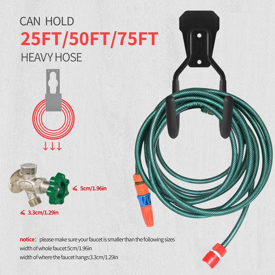 Heavy Duty Garden Hose Holder - Wall Mount for Storage, Ropes & Tools (2 PCS) - Outdoor Use