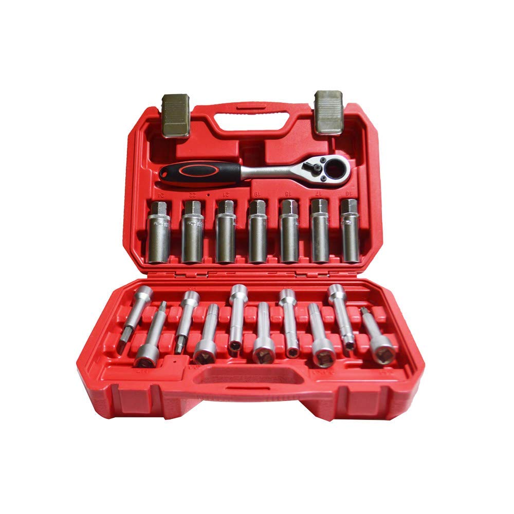 INTSUPERMAI 18-Piece Suspension Shock Absorber Strut Nut Removal Tool Set - Red Automotive Repair Tool Kit for Car Maintenance & DIY Projects
