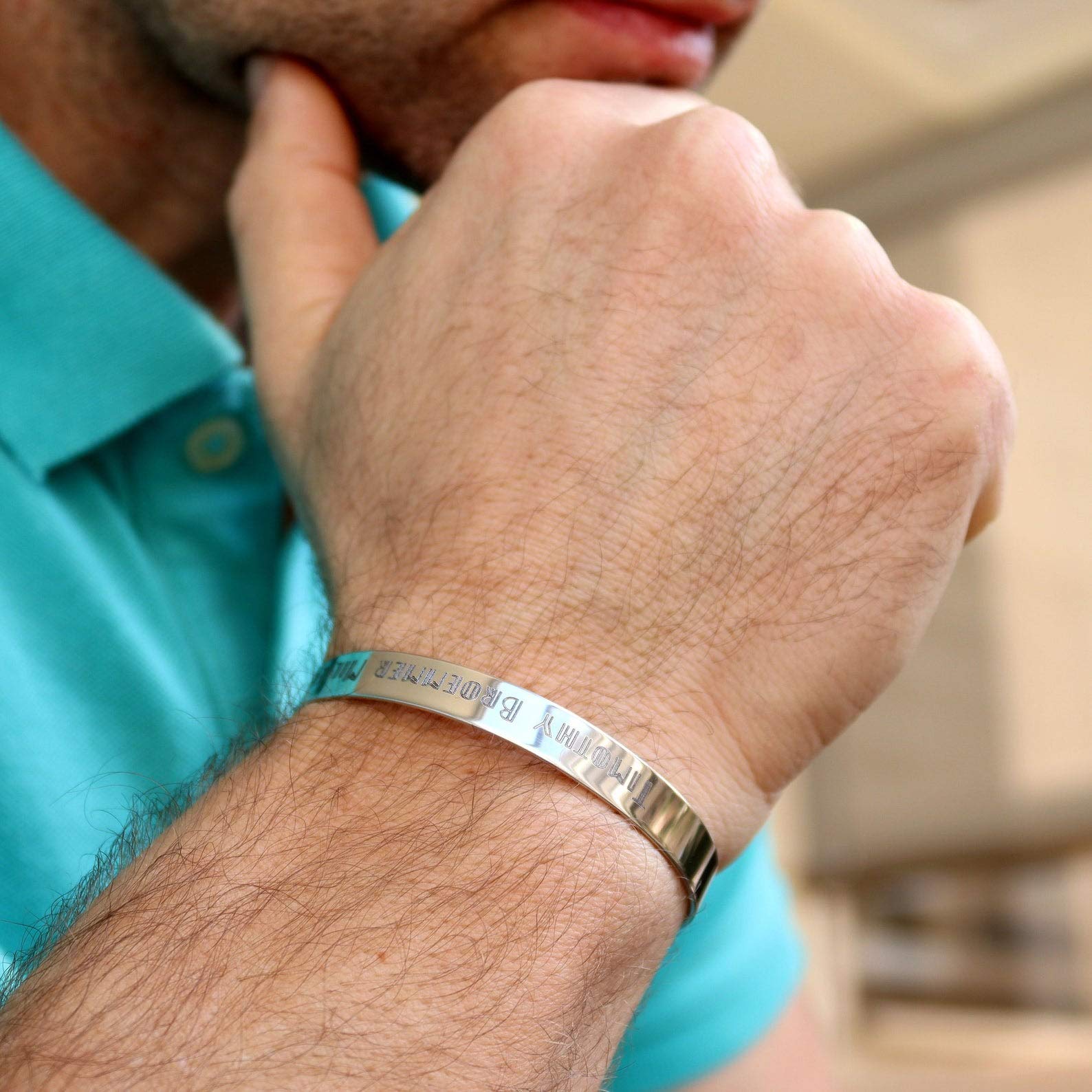 Custom Mens Name Cuff Bracelet - 925 Sterling Silver Adjustable Birthday Gift for Him, Perfect for Anniversaries, Weddings & Special Occasions