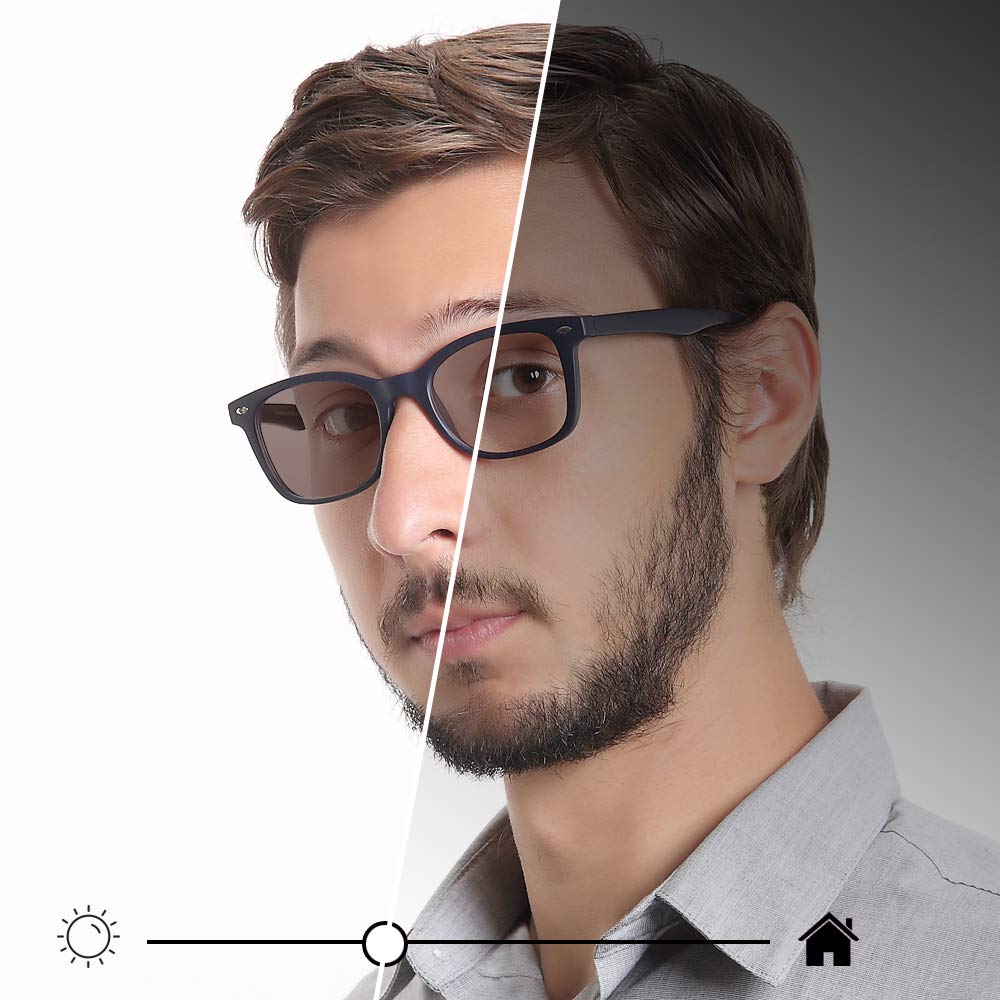 YEIN Blue Light Blocking Glasses - Photochromic Brown Sunglasses for Women & Men | Anti-Eyestrain Computer & Reading Glasses | Perfect for Office Work, Gaming & Screen Time