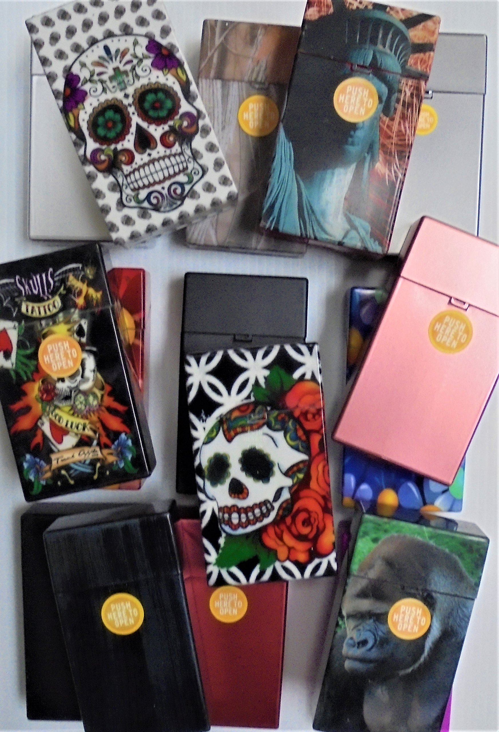 8 Eclipse Push-to-Open Cigarette Cases - Fits 100's Size Packs for Travel & Storage