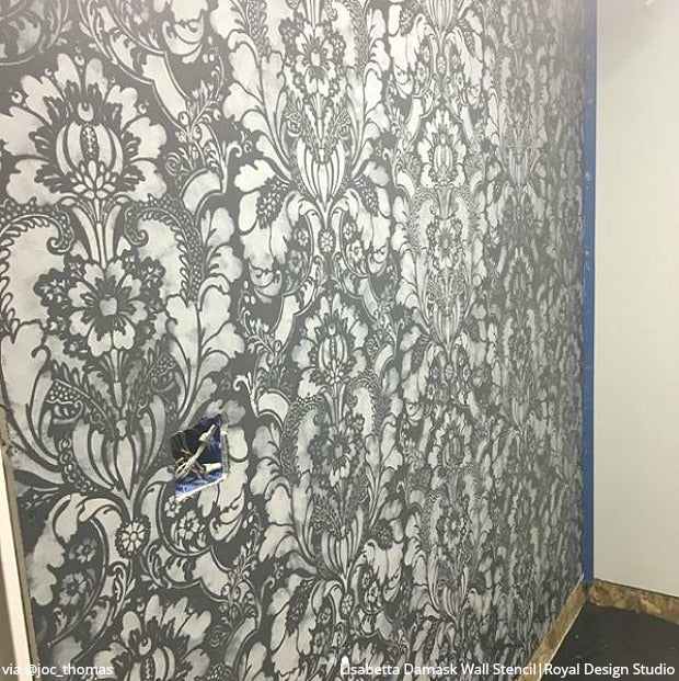 Lisabetta Damask Wall Stencil - Reusable DIY Painting Template for Home Decor, Accent Walls & Furniture - Perfect for Bedroom, Living Room & Nursery Renovation
