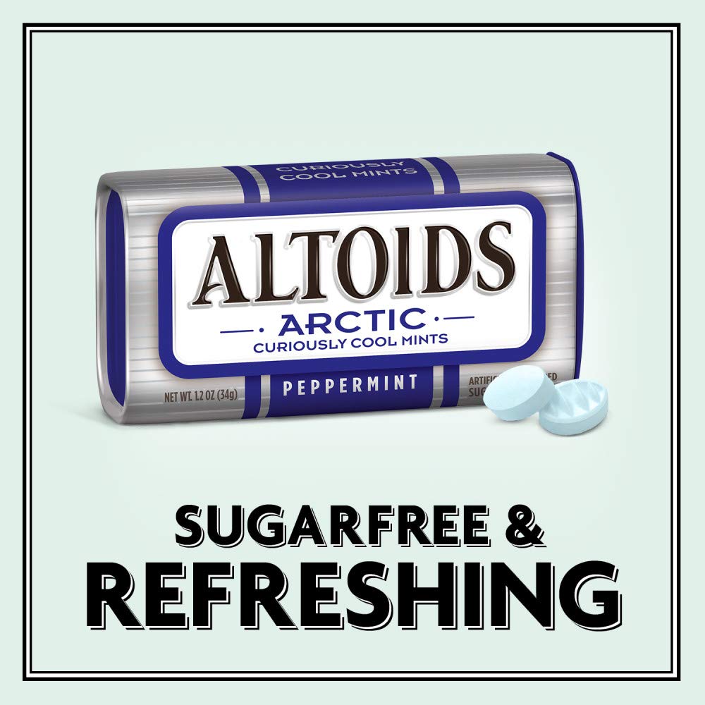 JÁCLER ALTOIDS Arctic Peppermint Mints - 1.2 Oz Tin (Pack of 8) | Strong Refreshing Breath Mints for Fresh Breath On-The-Go | Perfect for Office, Travel & After Meals