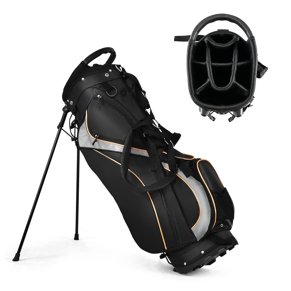 Mayjooy Golf Stand Bag - Lightweight & Portable Golf Bag with 8-Way Dividers | Durable Fabric & Easy Storage | Perfect for Golf Course, Driving Range & Travel | Black
