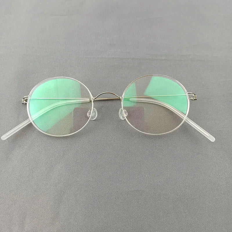 Unisex Full Rim Round Screwless Titanium Eyeglasses Frame 504520 - Lightweight Durable Glasses for Work, Reading & Everyday Wear