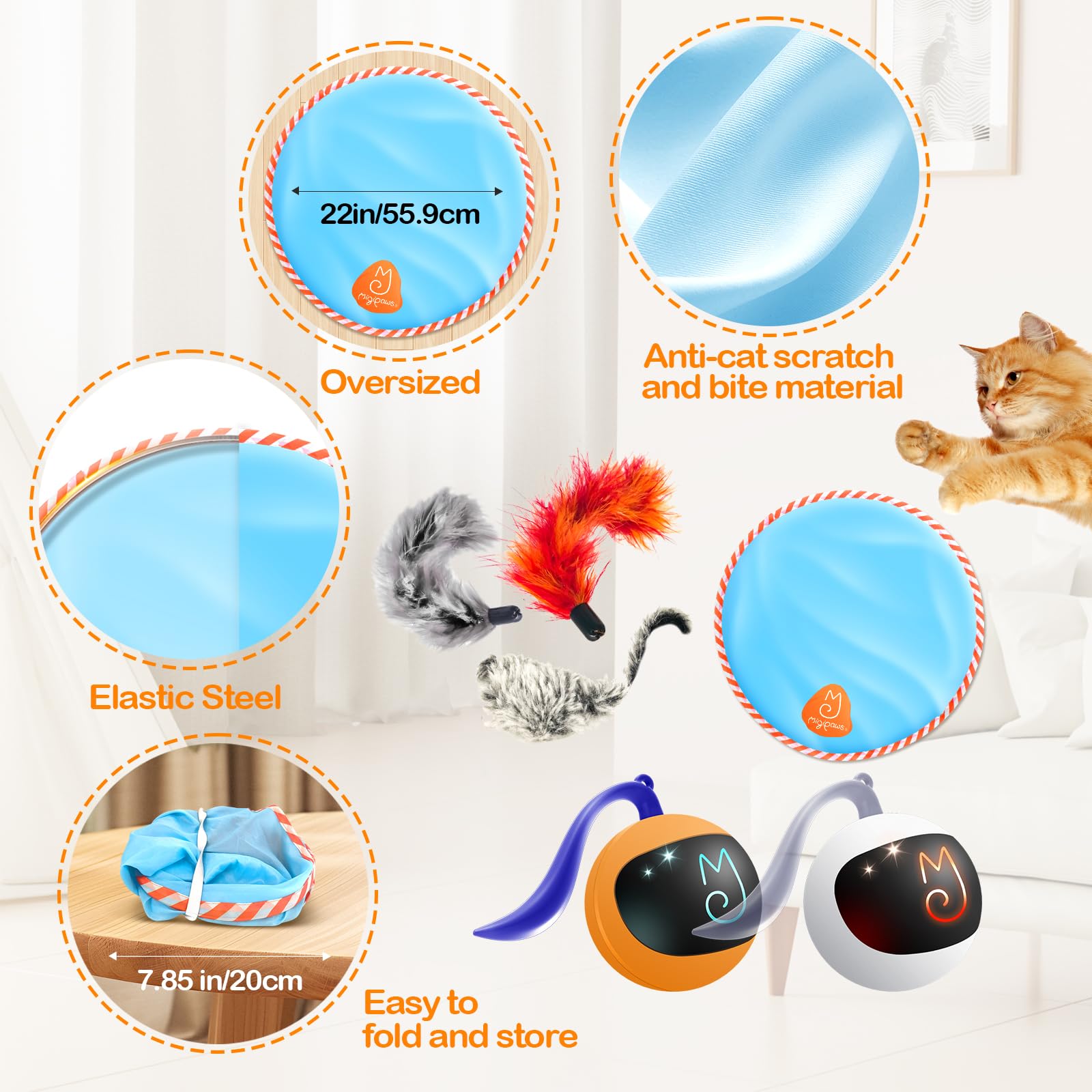 Interactive Cat Ball Toy Set - Glowing Chase Ball with Fluffy Tail for Playful Cats