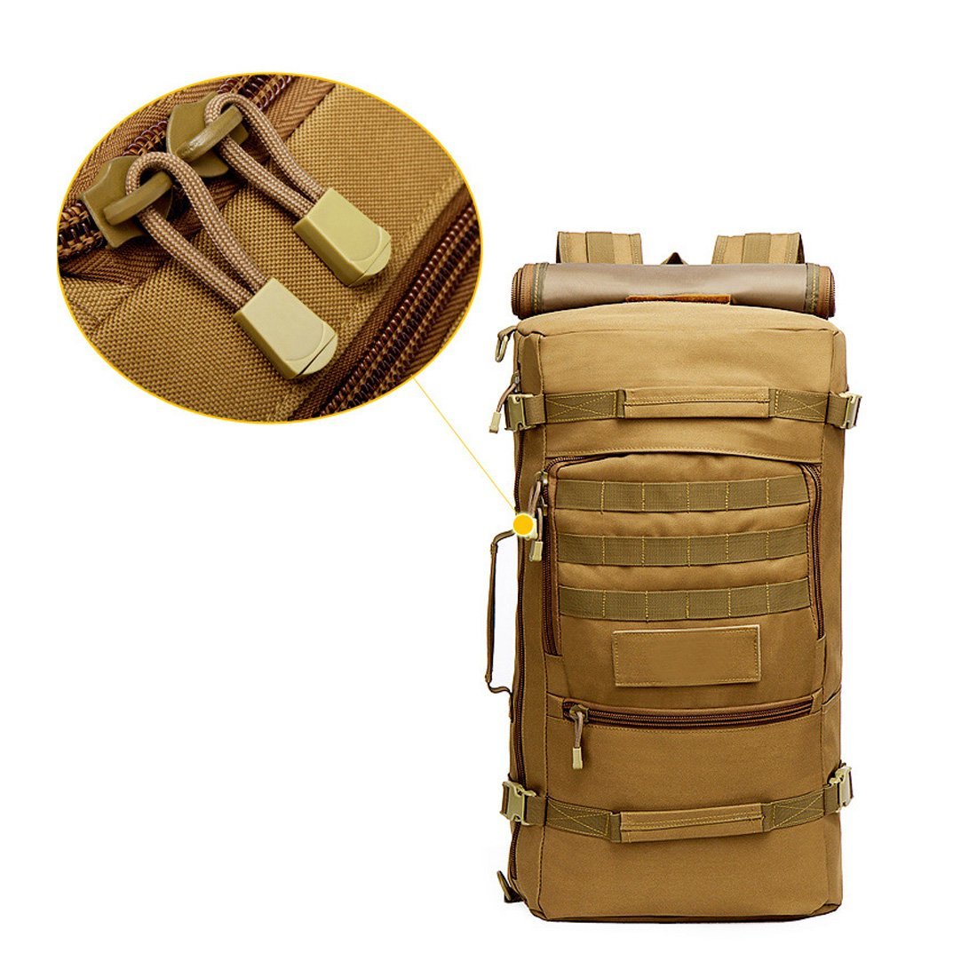 50L 3-in-1 Military Tactical Backpack - Waterproof Camping Hiking Rucksack with Shoulder Strap & Handles - Durable Outdoor Gear for Adventure Travel, Survival Training & Daily Commute (Black)