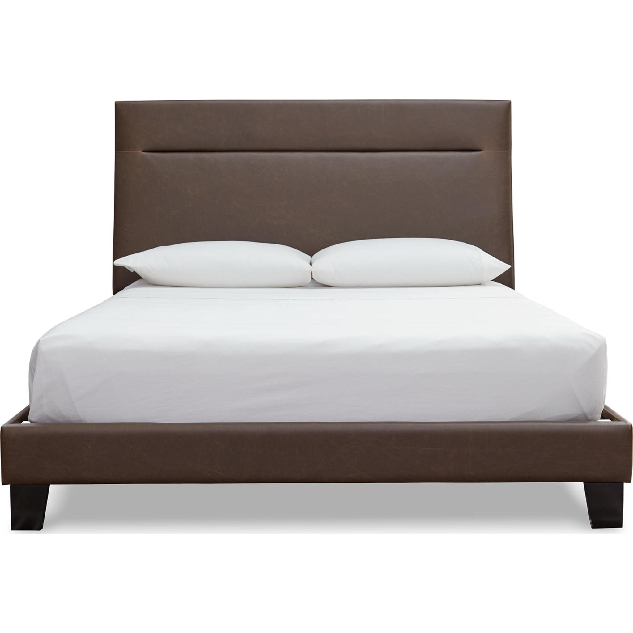 Adelloni Upholstered Platform Bed Frame - Queen Size Brown Fabric Bed with Wooden Slats - Perfect for Modern Bedroom & Guest Room Decor
