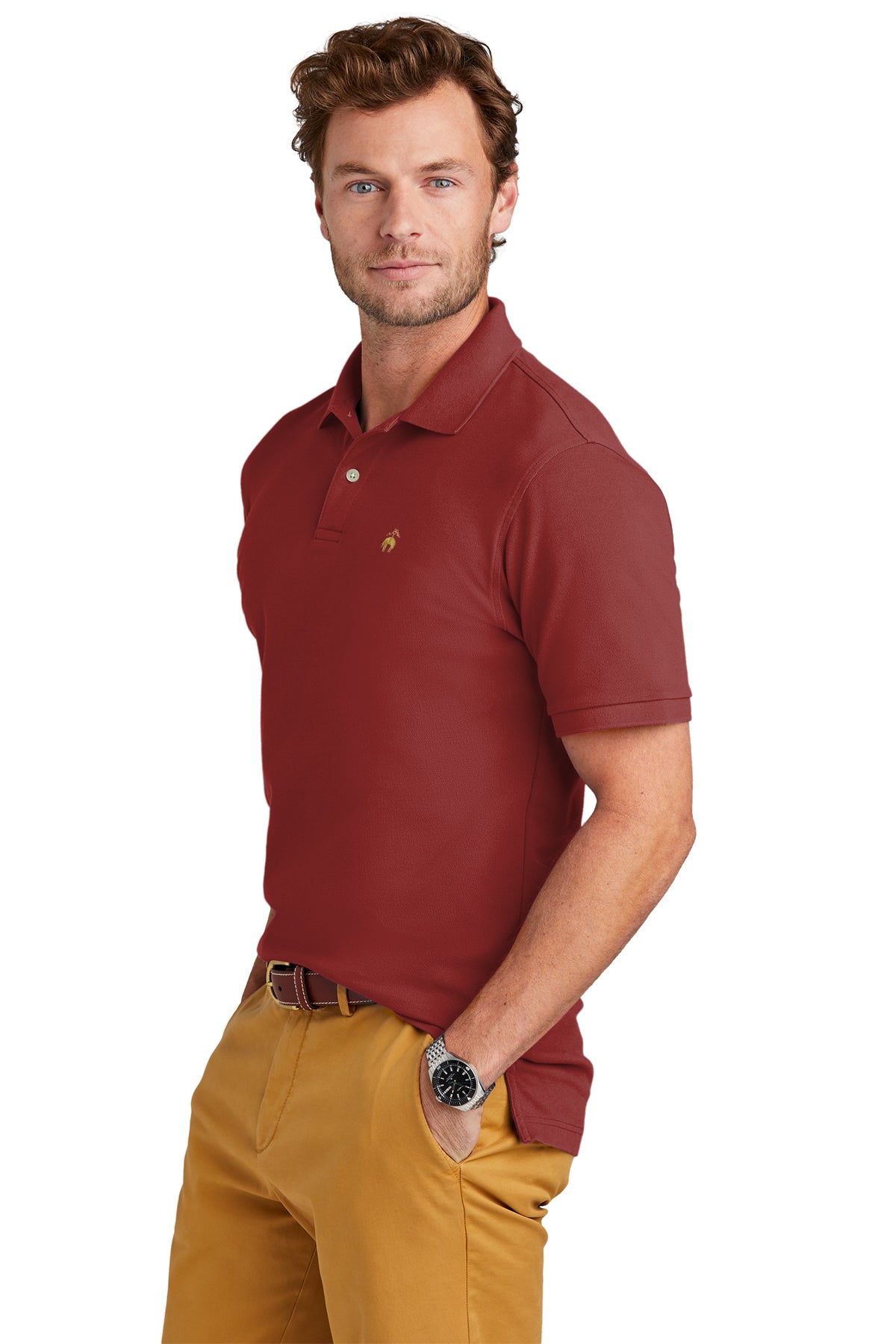 Brooks Brothers Men's Pima Cotton Pique Polo Shirt - Rich Red - Premium Comfort for Casual & Business Wear