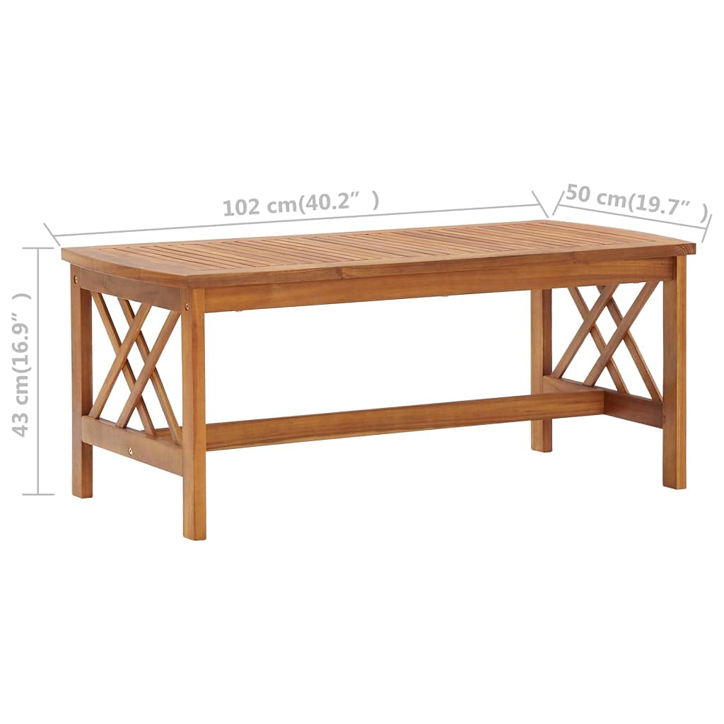 vidaXL 3-Piece Patio Furniture Set - Wooden Bench Seat with Coffee Table, Acacia Wood Dining Set for Garden, Balcony, Porch | Modern Outdoor Furniture for Relaxing & Entertaining