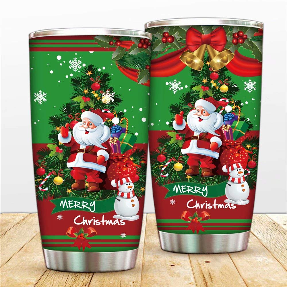 20oz Snowman Christmas Tumbler - Stainless Steel Vacuum Insulated Travel Mug with Lid, Straw & Brush - Double Wall Insulation Keeps Drinks Hot/Cold - Perfect for Coffee, Tea & Beverages at Home, Office, School or Car Commute