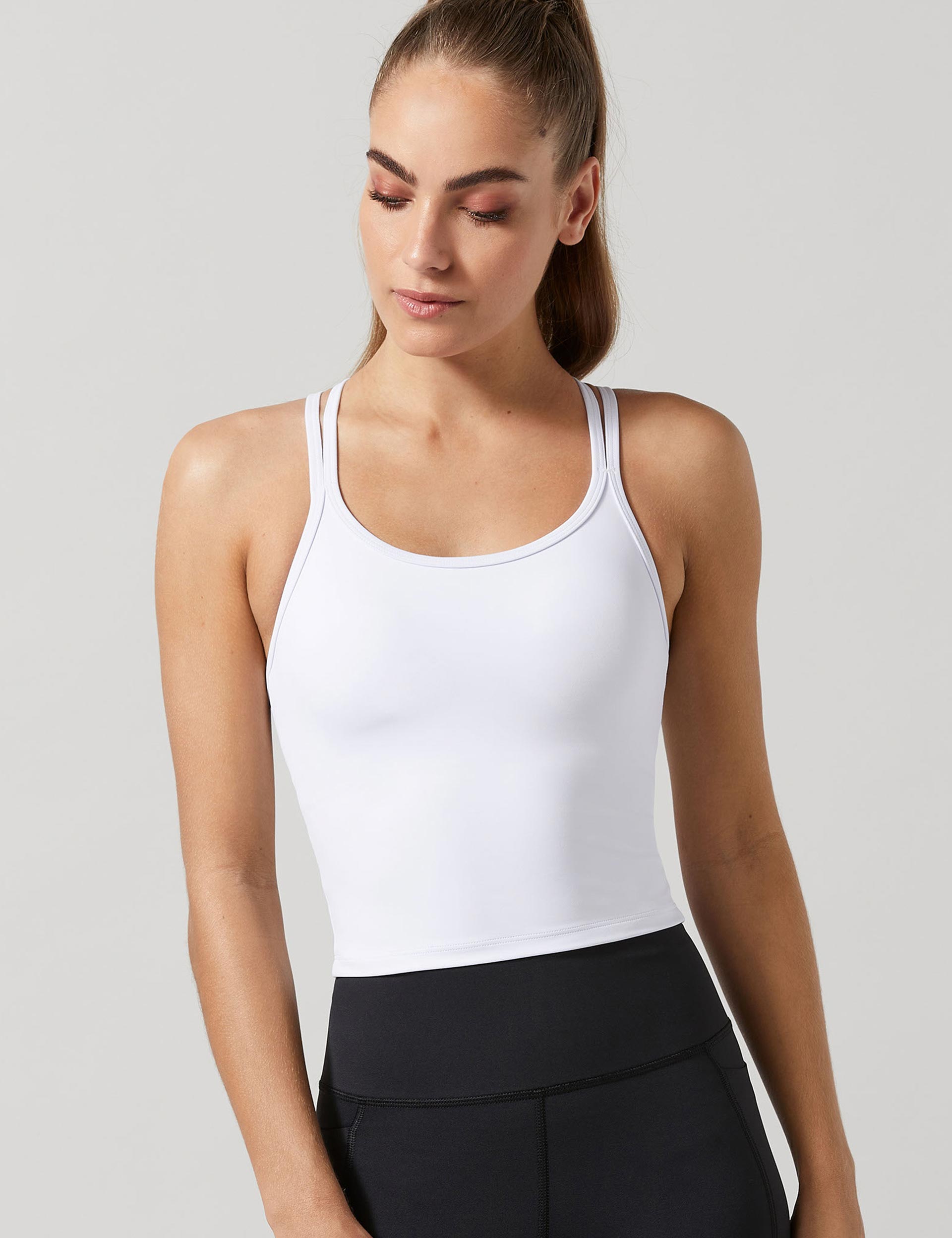 Monica Seamless Sports Bra Top - Bright White for Yoga, Running & Gym Workouts