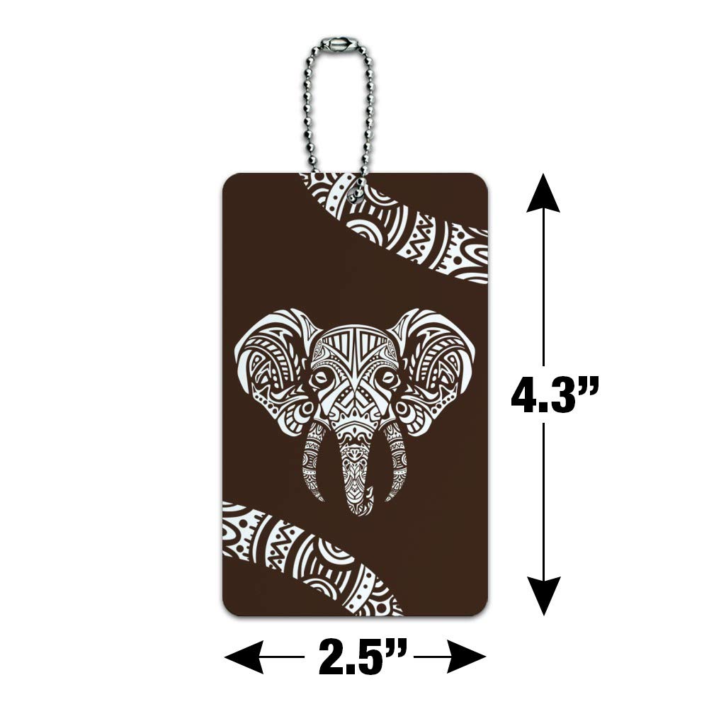 White African Elephant Tribal Luggage Tag - Durable Suitcase ID Card for Carry-On Bags - Perfect for Travel Identification, Vacation Luggage Tracking & Unique Gift Idea