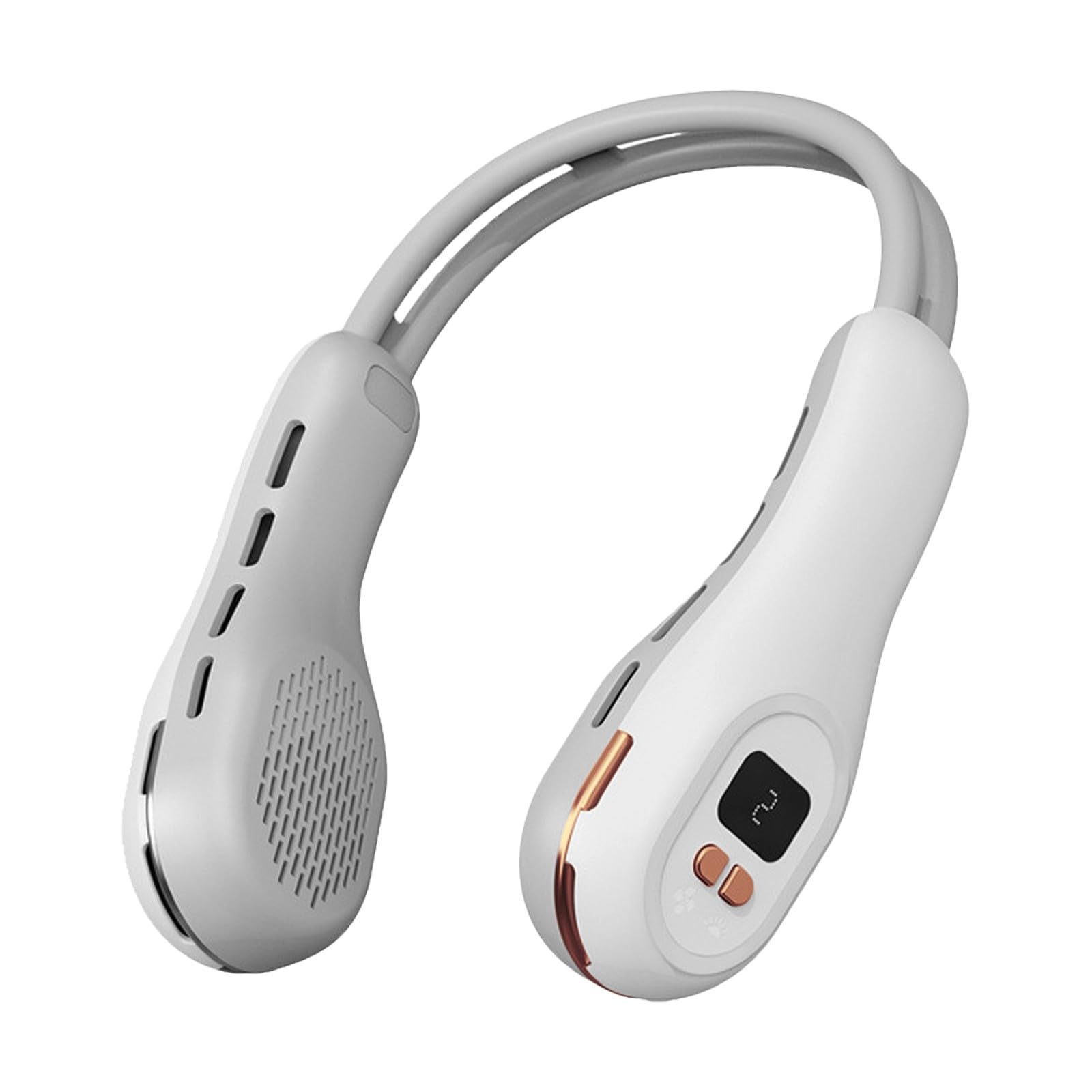 Rechargeable Necklace Fan - Portable Wearable Neck Fan with Cooling Mister, Foldable & Hands-Free Personal Fan for Outdoor, Travel, Office & Gym - 2 Pack White