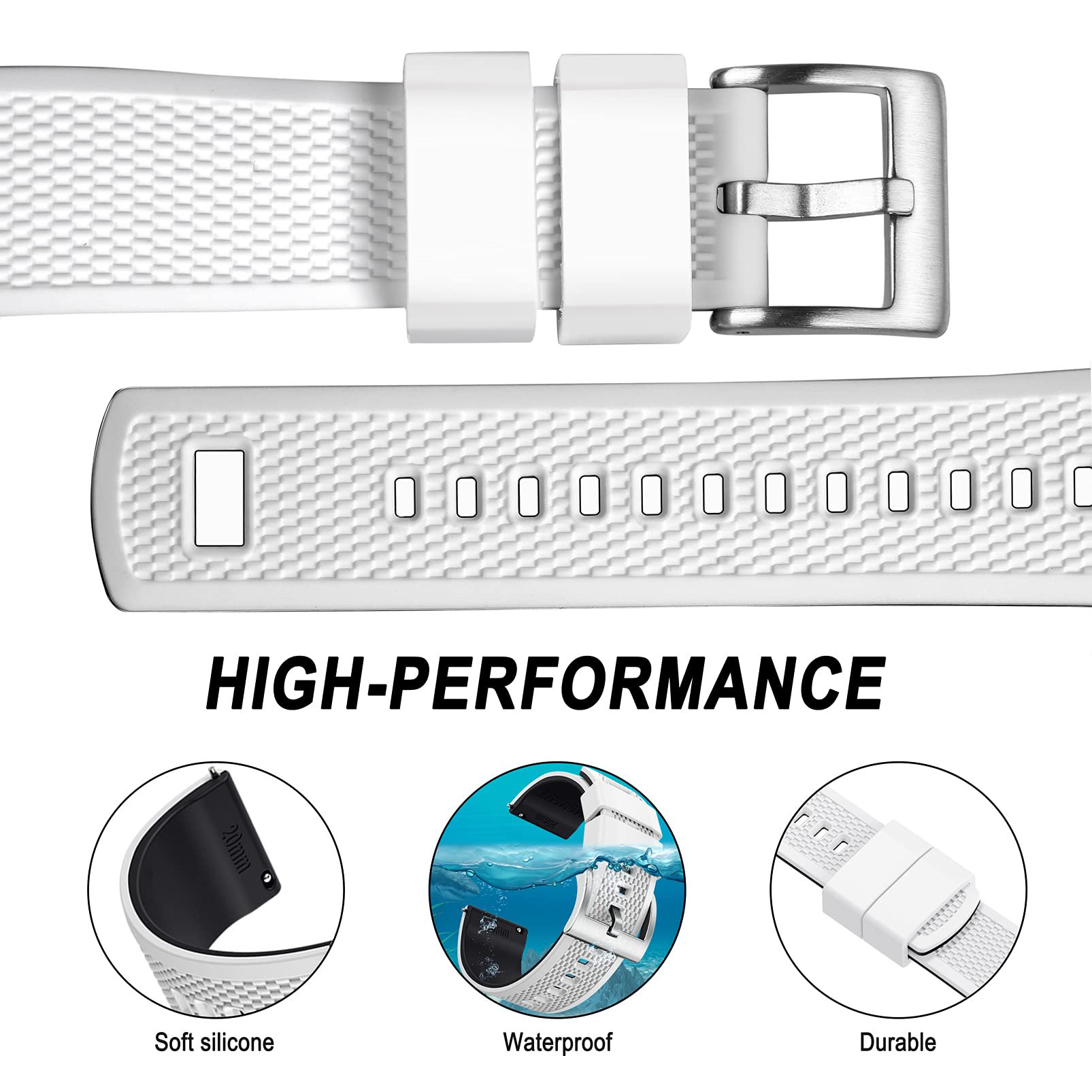 Hemsut Silicone Watch Bands - 18mm 20mm 22mm Quick Release Rubber Strap for Men & Women, Soft Durable Replacement Band with 10 Color Options - Perfect for Sports, Fitness & Everyday Wear