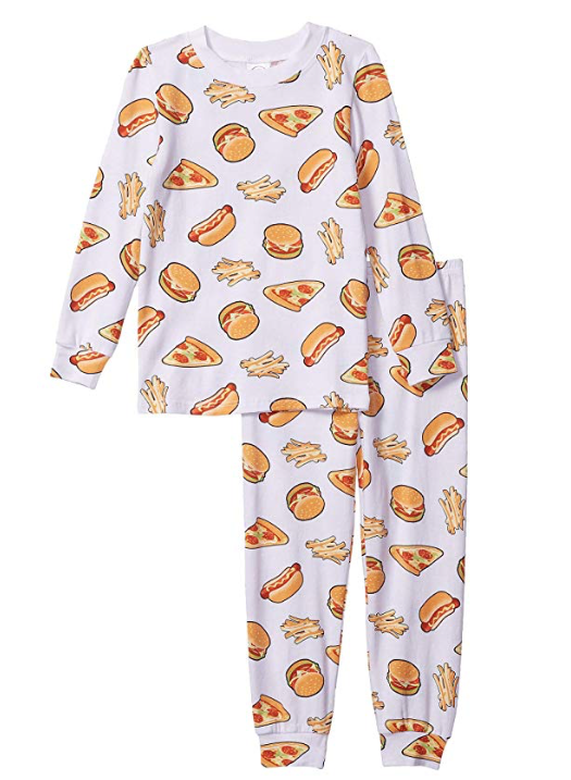 Boys Fast Food Print Long Sleeve T-Shirt & Pants Set - Cute Matching Outfit for Kids Birthday, Family Photos & Casual Wear