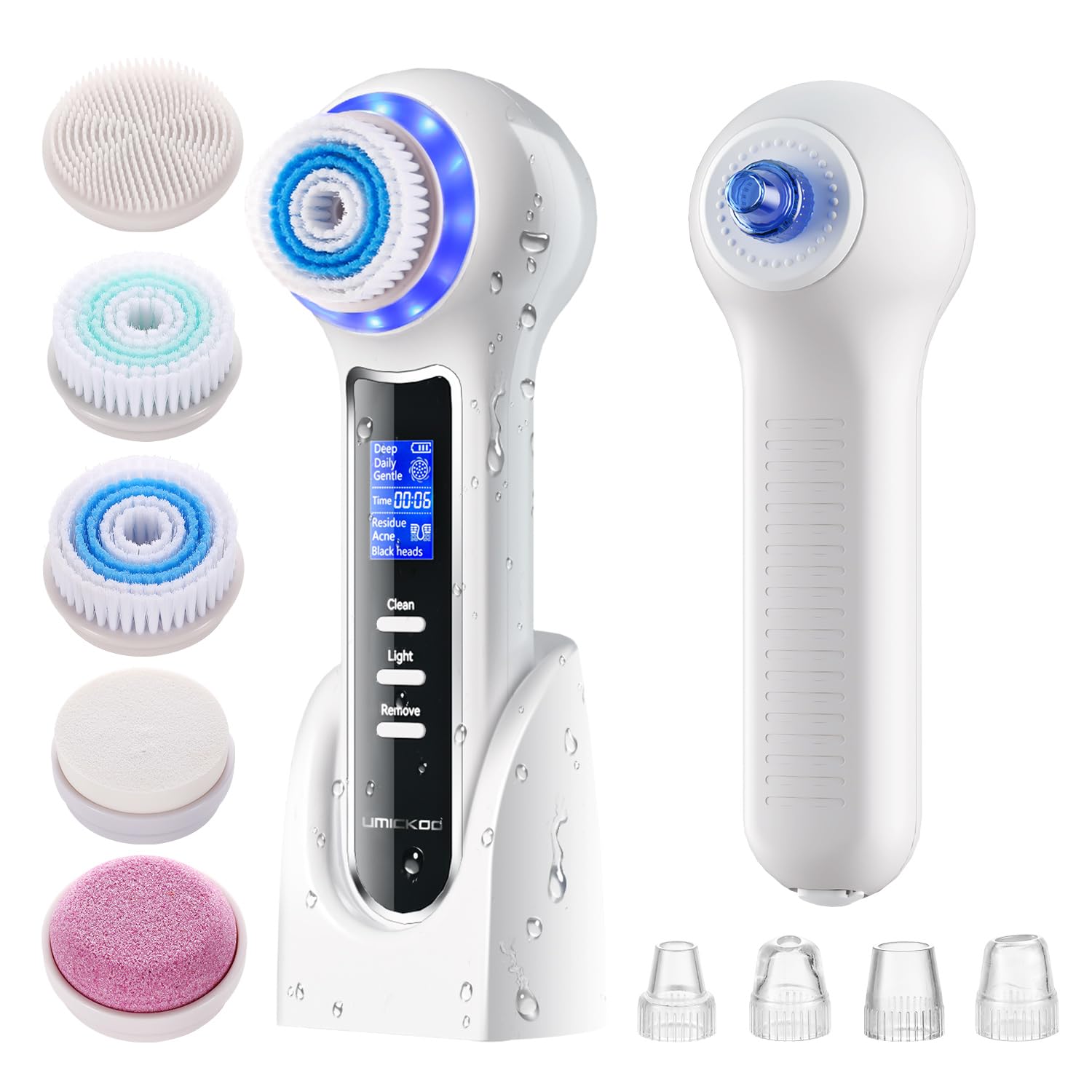 Rechargeable Facial Cleansing Brush with LCD Screen - 3-in-1 Blackhead Remover, Exfoliator & Massager | IPX7 Waterproof for Deep Pore Cleansing | Perfect for Daily Skincare, Spa Treatments & Travel