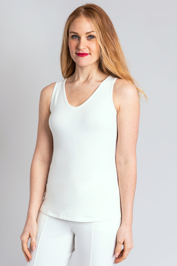 Reanna Bamboo Tank Top in Winter White | Soft & Breathable Women's Casual Wear | Perfect for Yoga, Summer Outfits & Layering