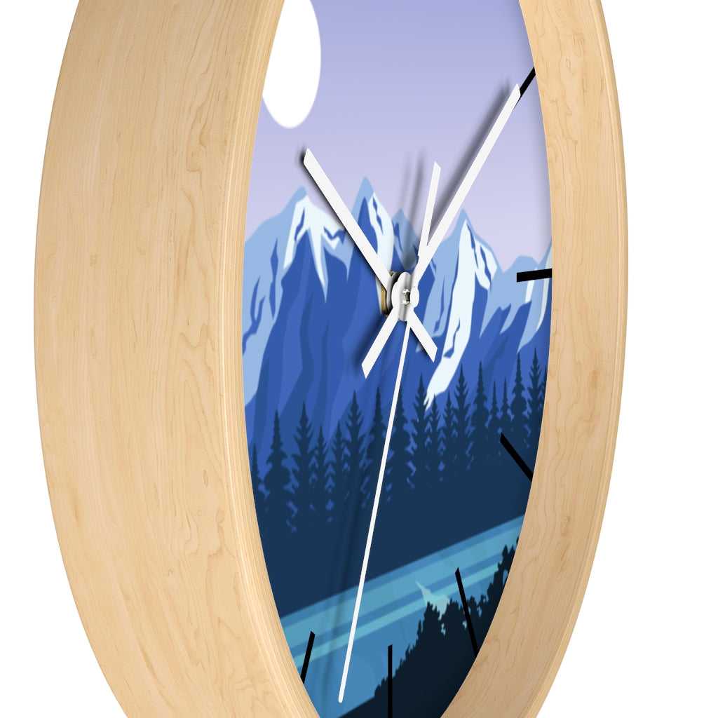 Blue Mountain Wall Clock - Large Silent Non-Ticking Modern Decor for Living Room, Bedroom & Office - Perfect for Home, Office & Gifts
