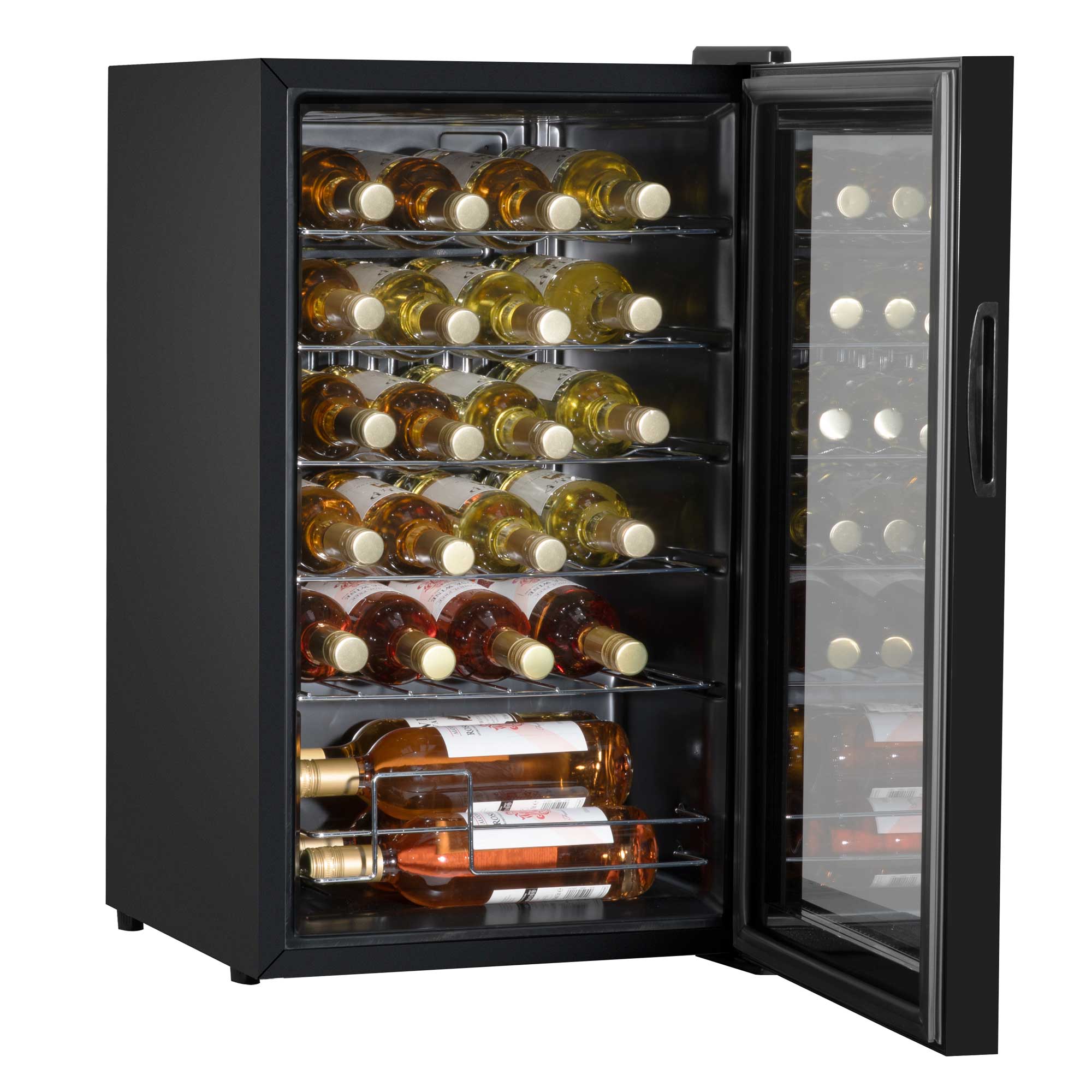 Baridi 24 Bottle Wine Cooler Refrigerator - Digital Touch Screen Control, LED Interior Lighting, Freestanding Black Wine Fridge for Home, Kitchen, or Bar Use