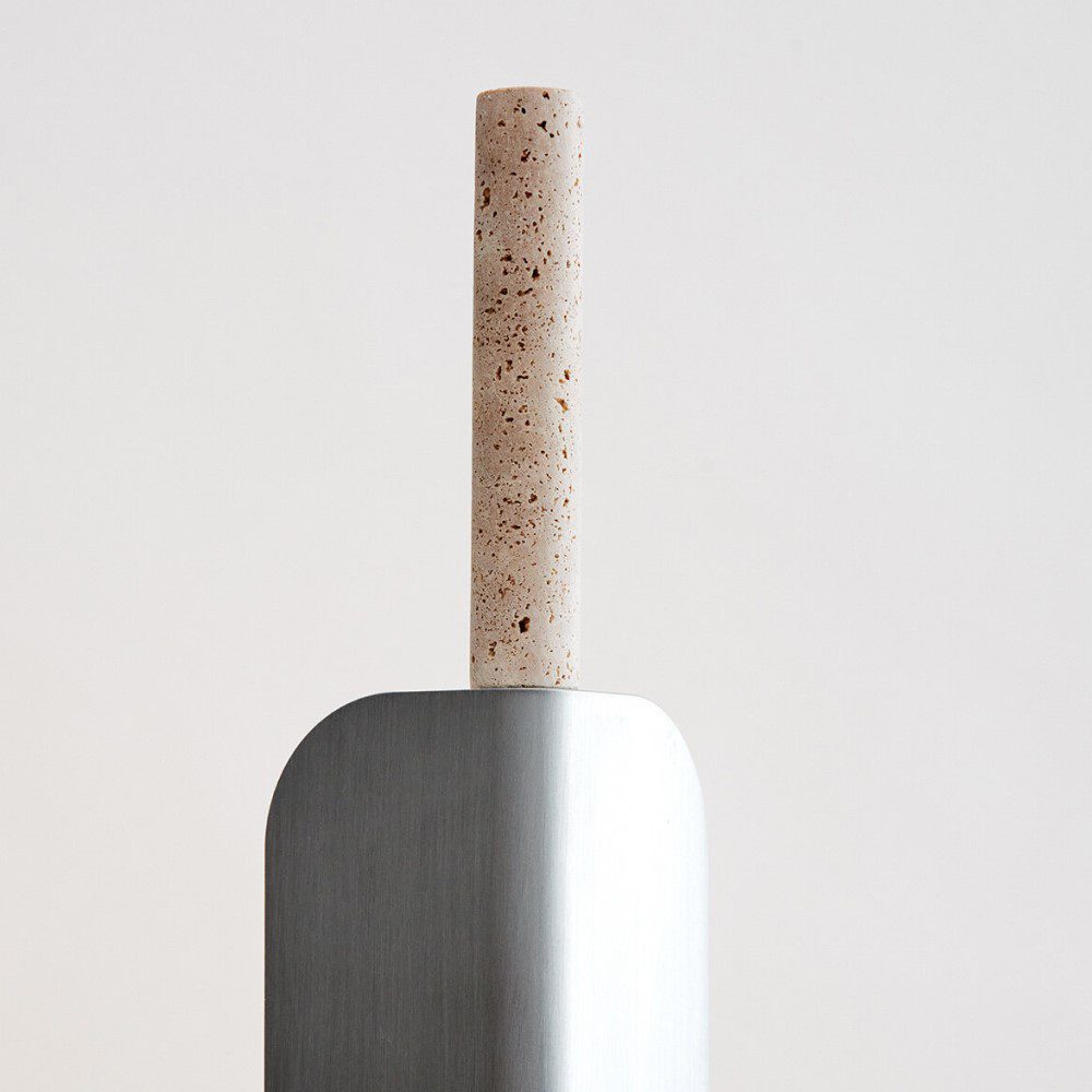 PRE ORDER Ben Tovim Design Formation Floor Lamp - Raw Travertine & Brushed Aluminum Modern Lighting for Living Room, Bedroom or Office Decor