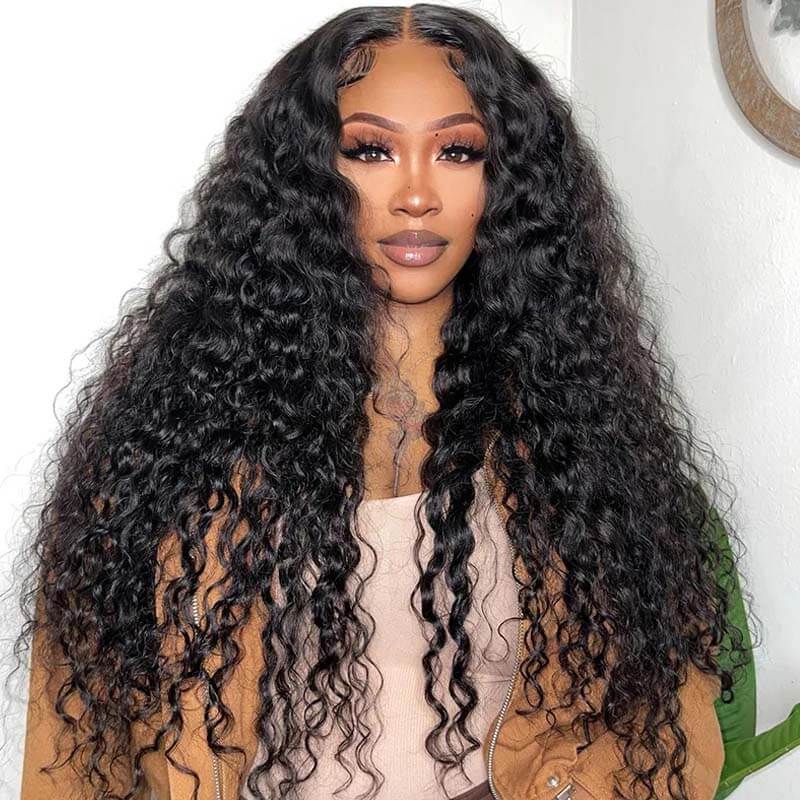 Eullair 9x6 Lace Front Wigs Human Hair - Glueless Pre Plucked Water Wave Wigs with Bye Bye Knots & Pre Cut Lace - Natural Looking Wigs for Black Women - Perfect for Daily Wear, Parties & Special Occasions