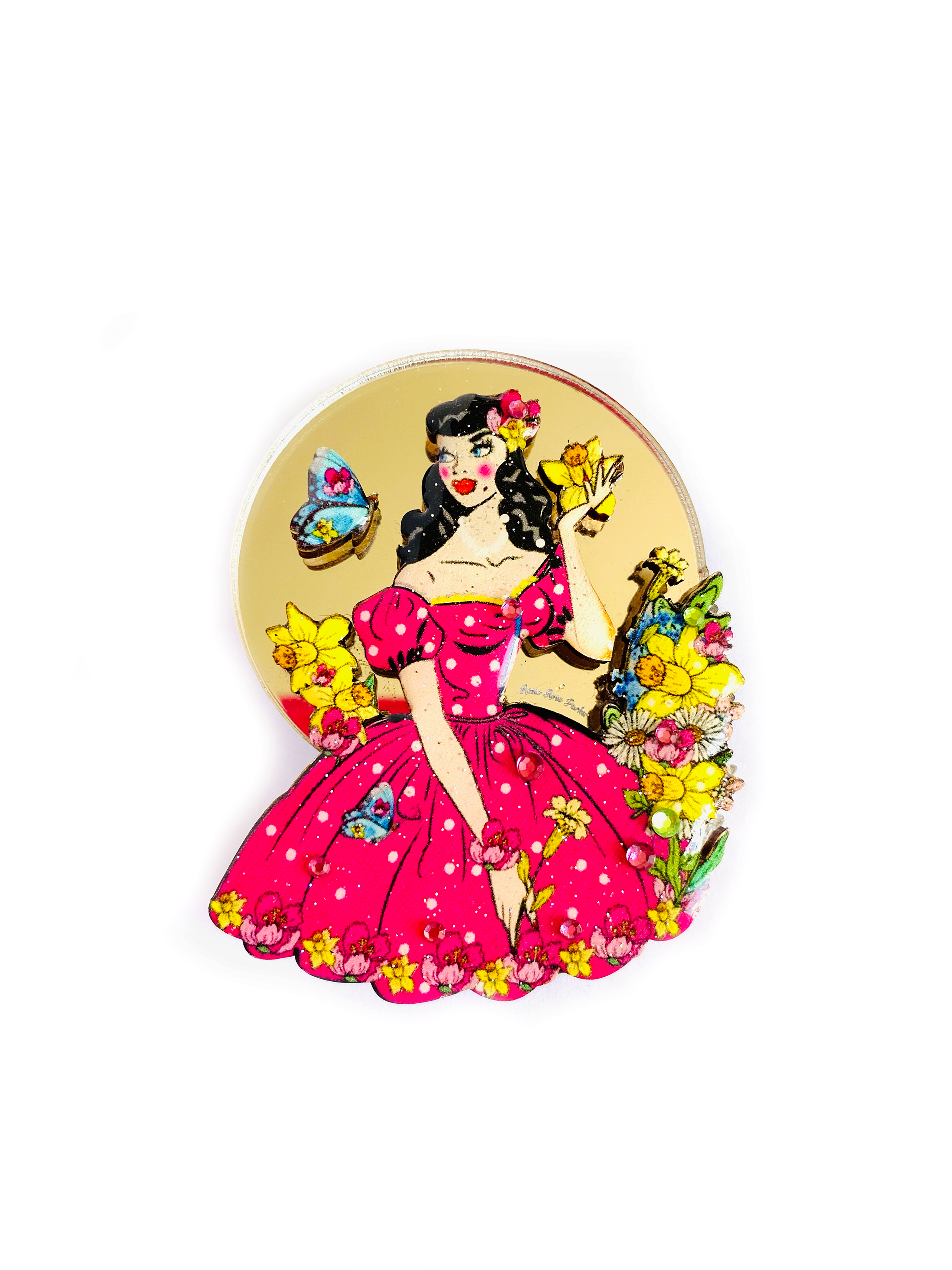 Betty Blue Eyes Acrylic Brooch by Rosie Rose Parker - Elegant Floral Pin for Women's Fashion Accessories - Perfect for Jackets, Scarves, Bags & Special Occasions