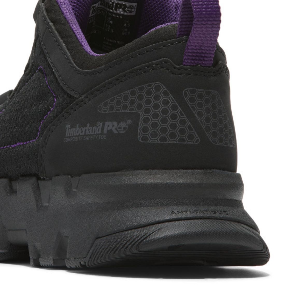 Timberland PRO Women's Powertrain EV Composite Toe Athletic Work Shoes - Lightweight Safety Shoes for Women, Black/Purple (TB0A66T7ECS) | Perfect for Construction, Warehouse & Industrial Work