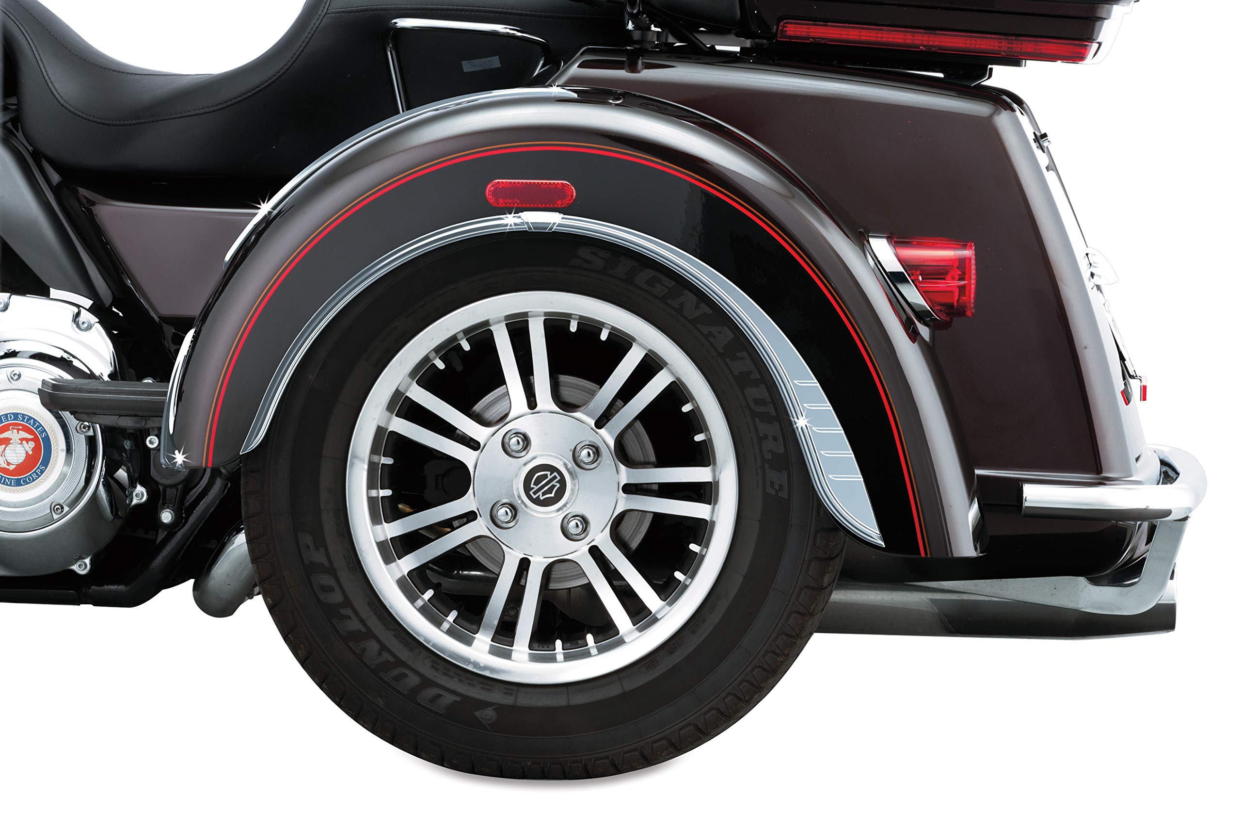 Kuryakyn 7214 Chrome Rear Fender Flares for 2009-2019 Harley-Davidson Trike Motorcycles - 1 Pair Black Motorcycle Accessory | Perfect for Customization & Road Protection