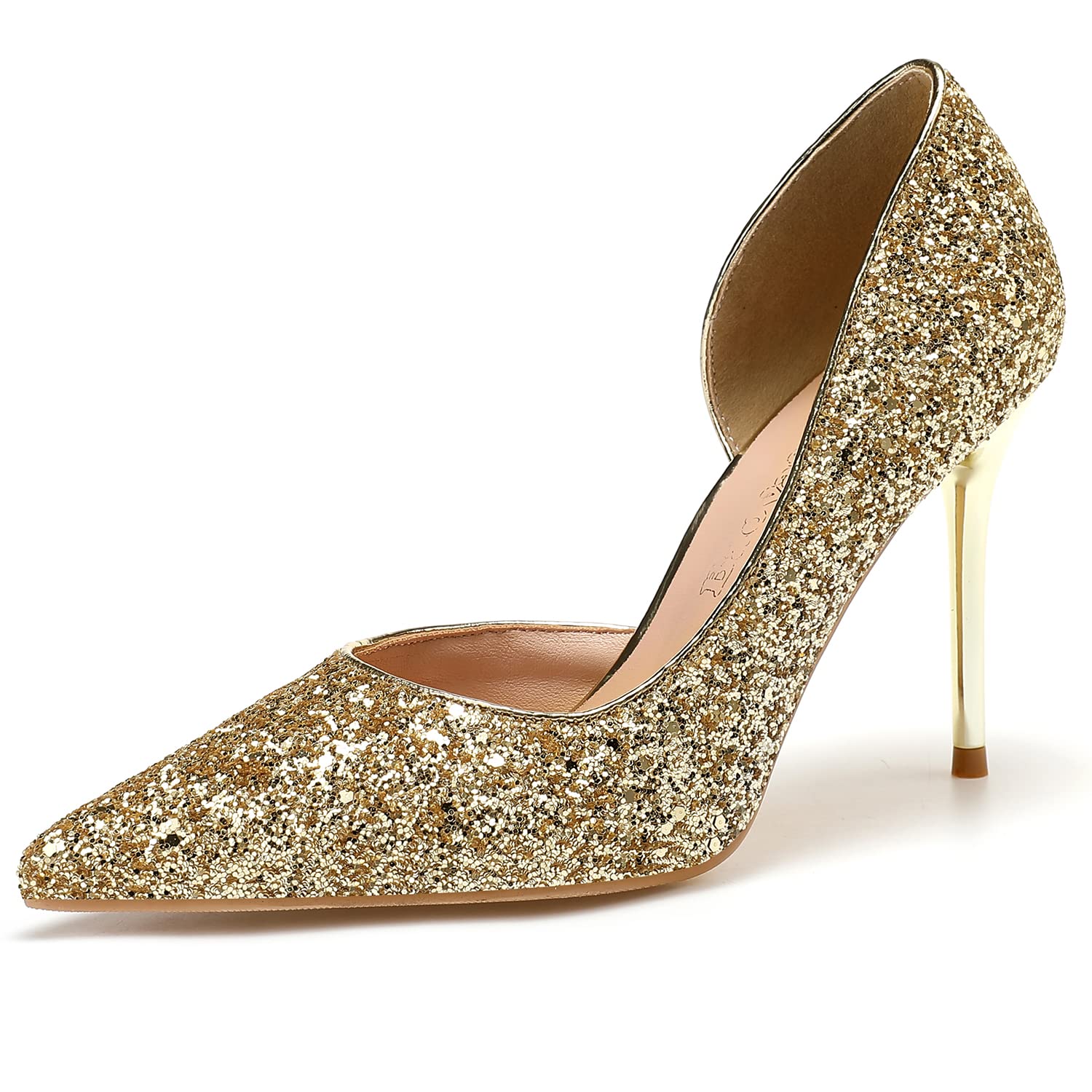 Elegant Women's Closed Toe Heeled Sandals - Silver & Gold Stiletto Pumps for Wedding, Party & Evening Dress | Perfect for Formal Events, Prom & Special Occasions