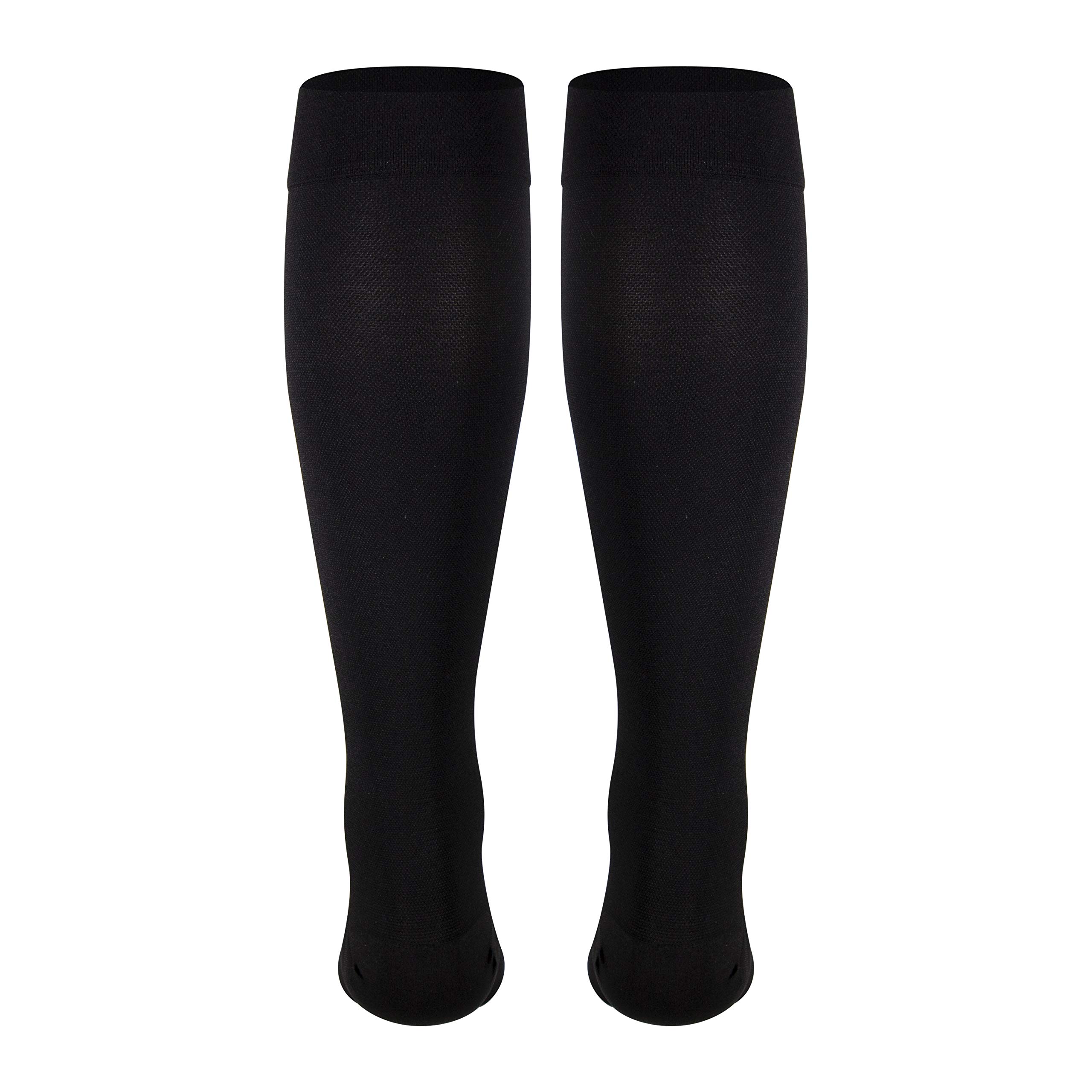 NuVein Medical Compression Stockings 15-20 mmHg - Knee High Support Socks for Women & Men - Closed Toe Black Medium - Ideal for Travel, Varicose Veins & Circulation Support