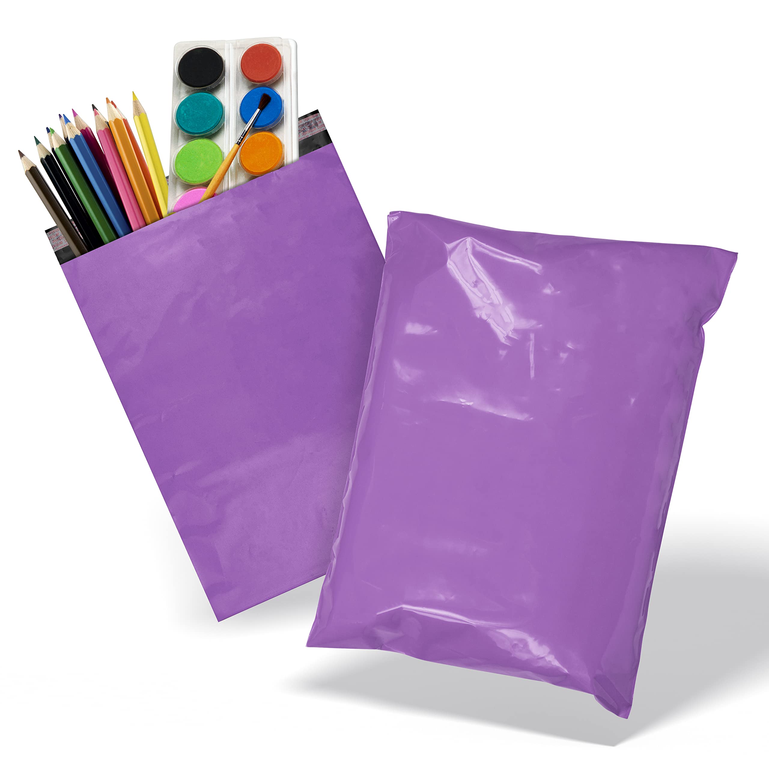 Amiff 7.5 x 10.5 Inch Purple Poly Mailers - 100 Pack Waterproof Peel & Seal Shipping Envelopes for Small Business | 2 Mil Tear-Resistant Plastic Mailing Bags for Clothing, Jewelry, Ecommerce & Online Store Shipments
