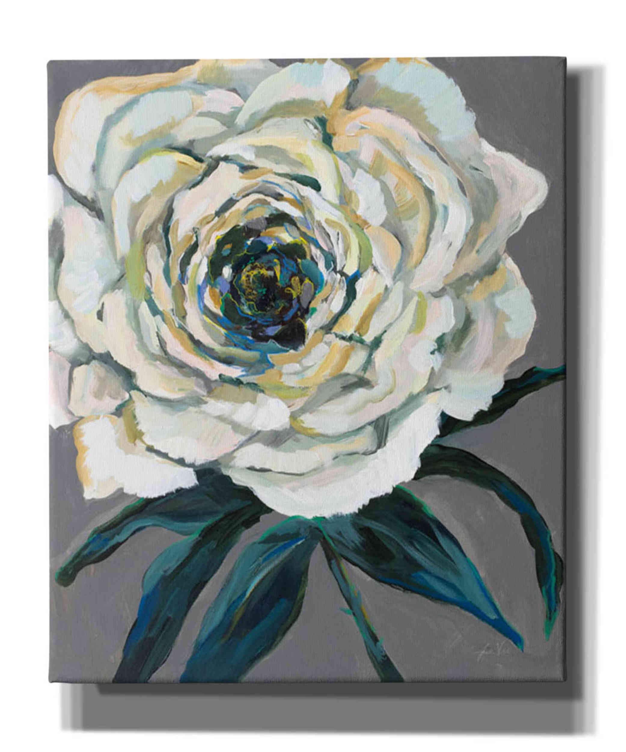 Jeanette Vertentes Rose Canvas Wall Art - 20x24 Inches Floral Painting, Handmade Home Decor for Living Room, Bedroom & Office