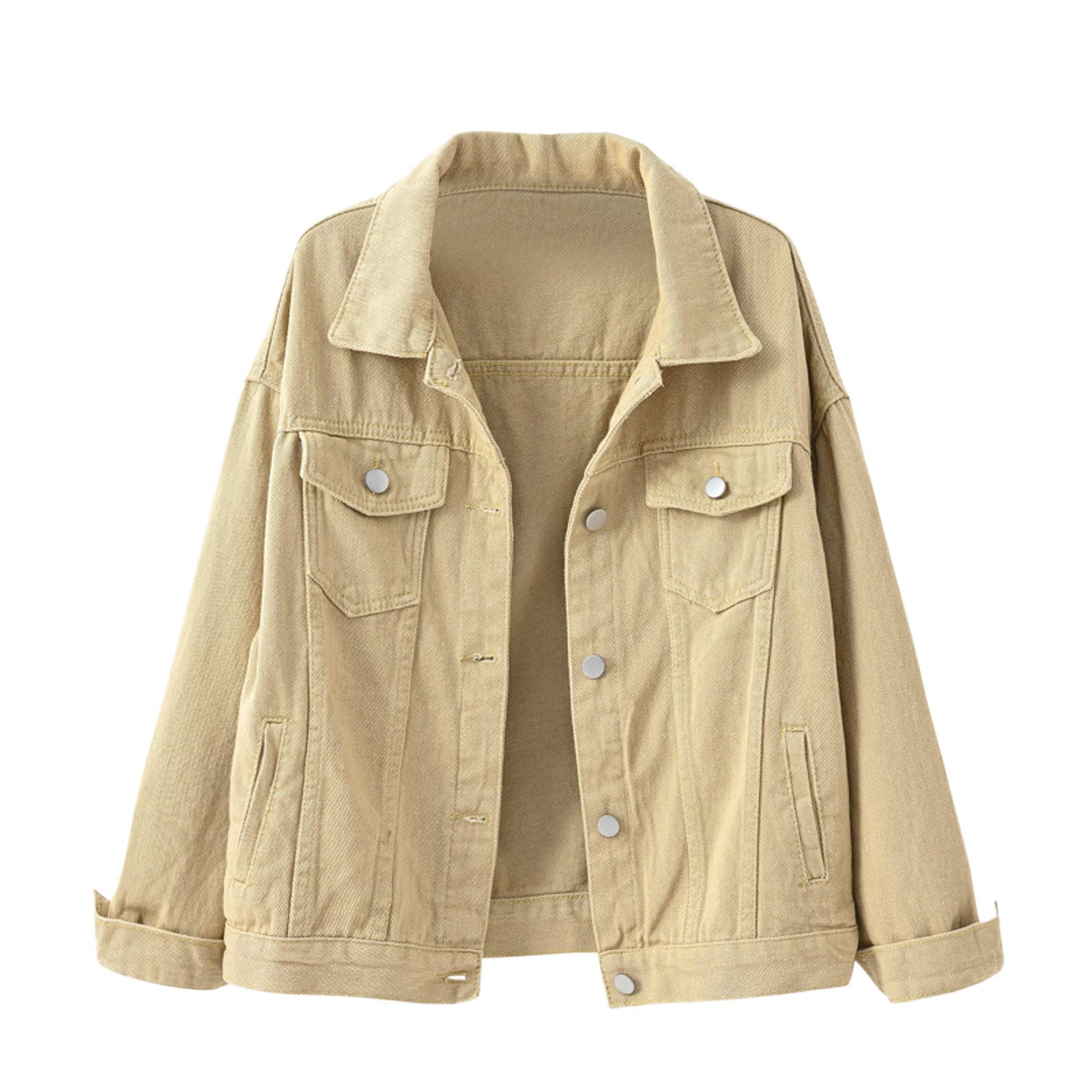 Women's Candy Color Denim Jacket - Relaxed Fit Casual Jean Trucker Jacket for Misses | Perfect for Spring Outfits, Weekend Wear & Street Style Fashion