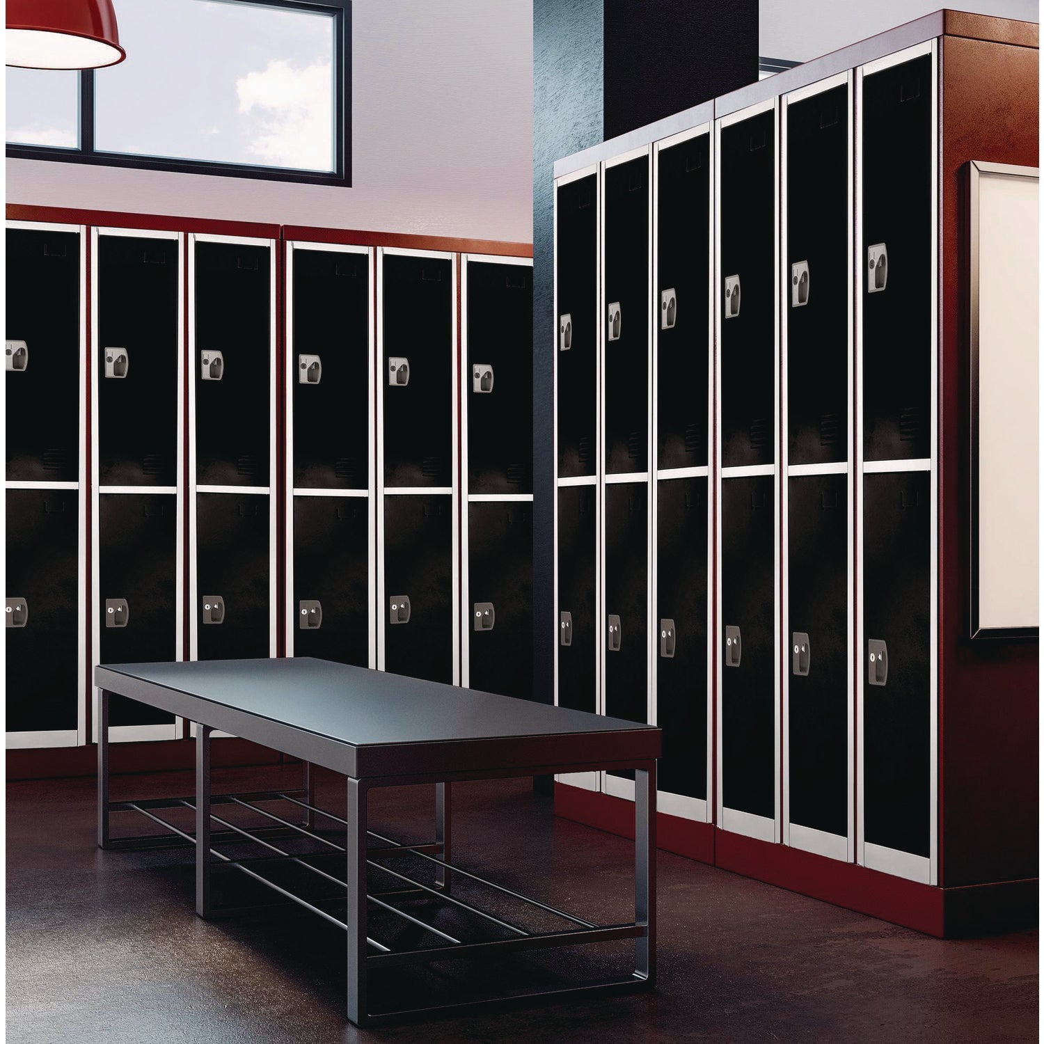 Steel Storage Locker with 2 Compartments - 12 x 12 x 72 Inches, Black - Heavy-Duty Metal Locker for Office, Gym, School & Warehouse Organization