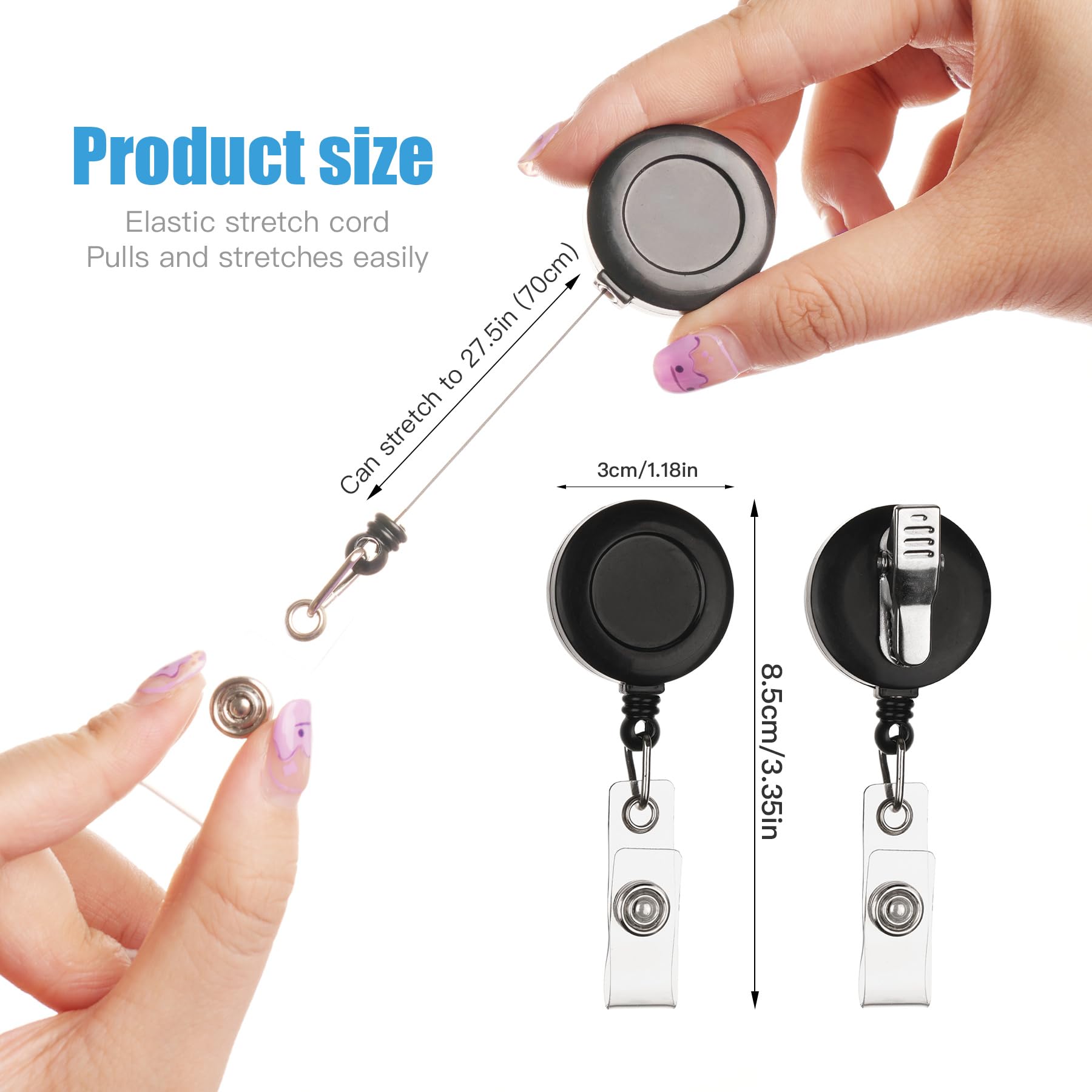 10 Pack Black Retractable ID Badge Holders with Swivel Alligator Clip - Vinyl Card Strap for Nurses, Office Workers - Perfect for Hospitals, Conventions & Security Access