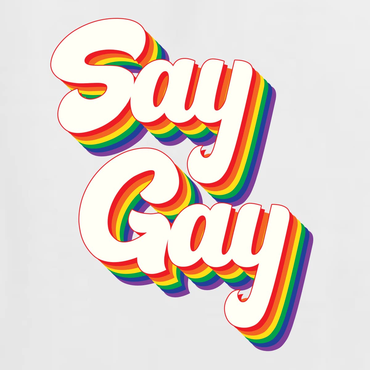 Retro Vintage Rainbow LGBT Pride Graphic Long Sleeve T-Shirt for Women - Say Gay LGBTQ+ Ally Apparel for Pride Month, Parades & Everyday Wear