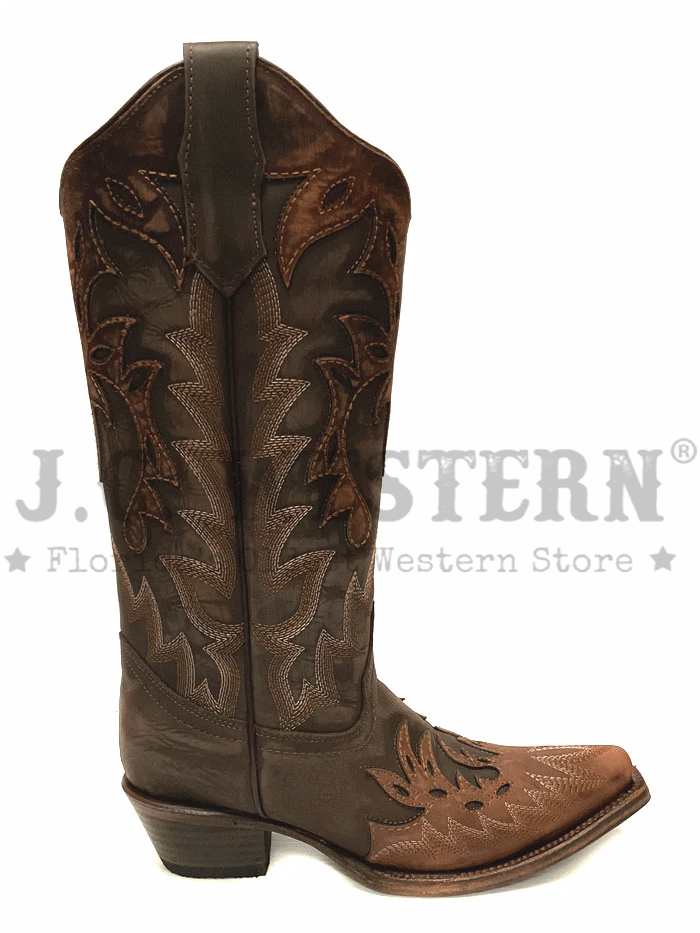 Circle G L6031 Women's Western Overlay & Embroidery Cowboy Boots in Chocolate Brown - Perfect for Rodeo, Country Dancing & Western Fashion